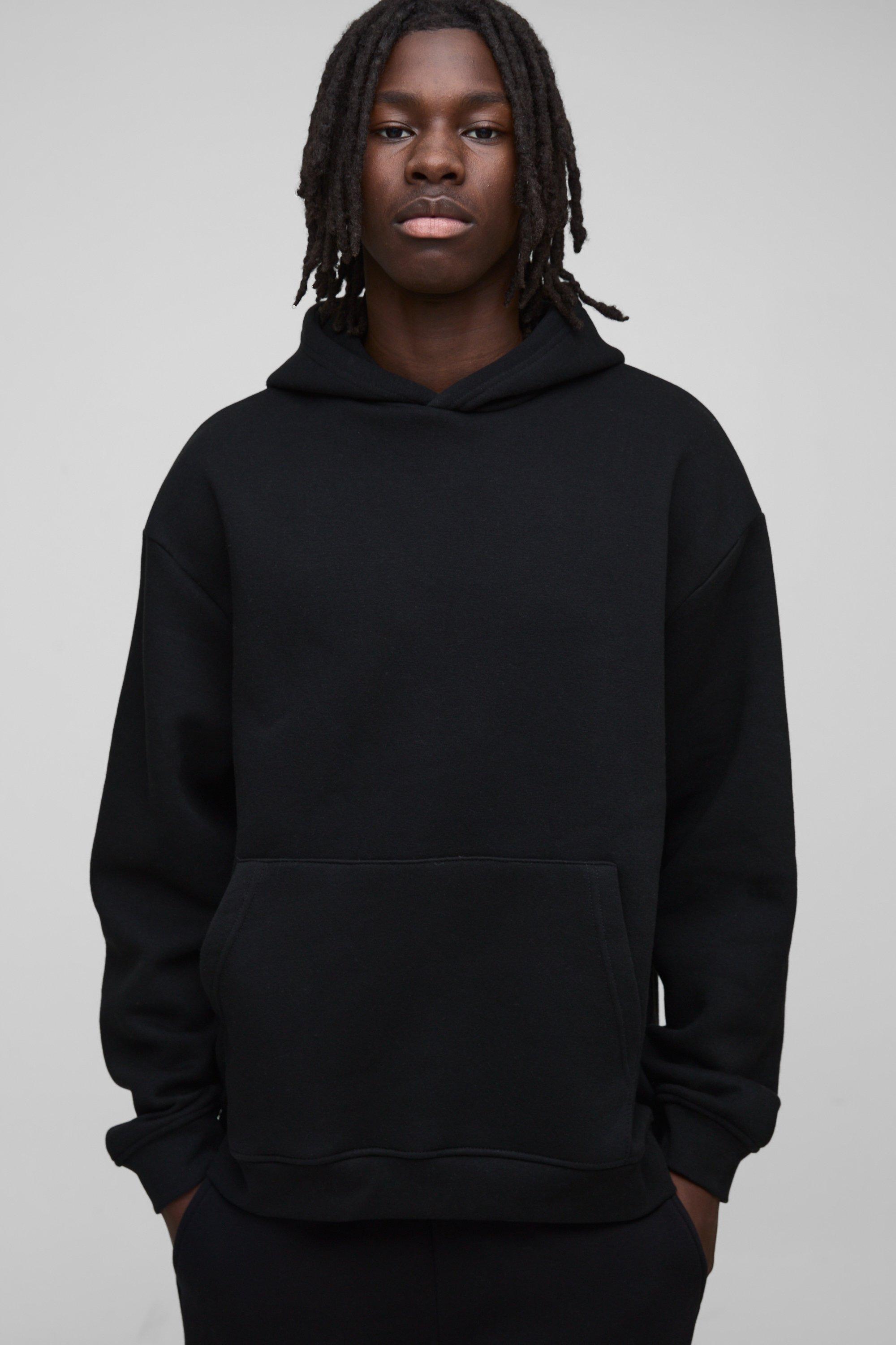 Felpa oversize Basic con cappuccio ampio, Nero