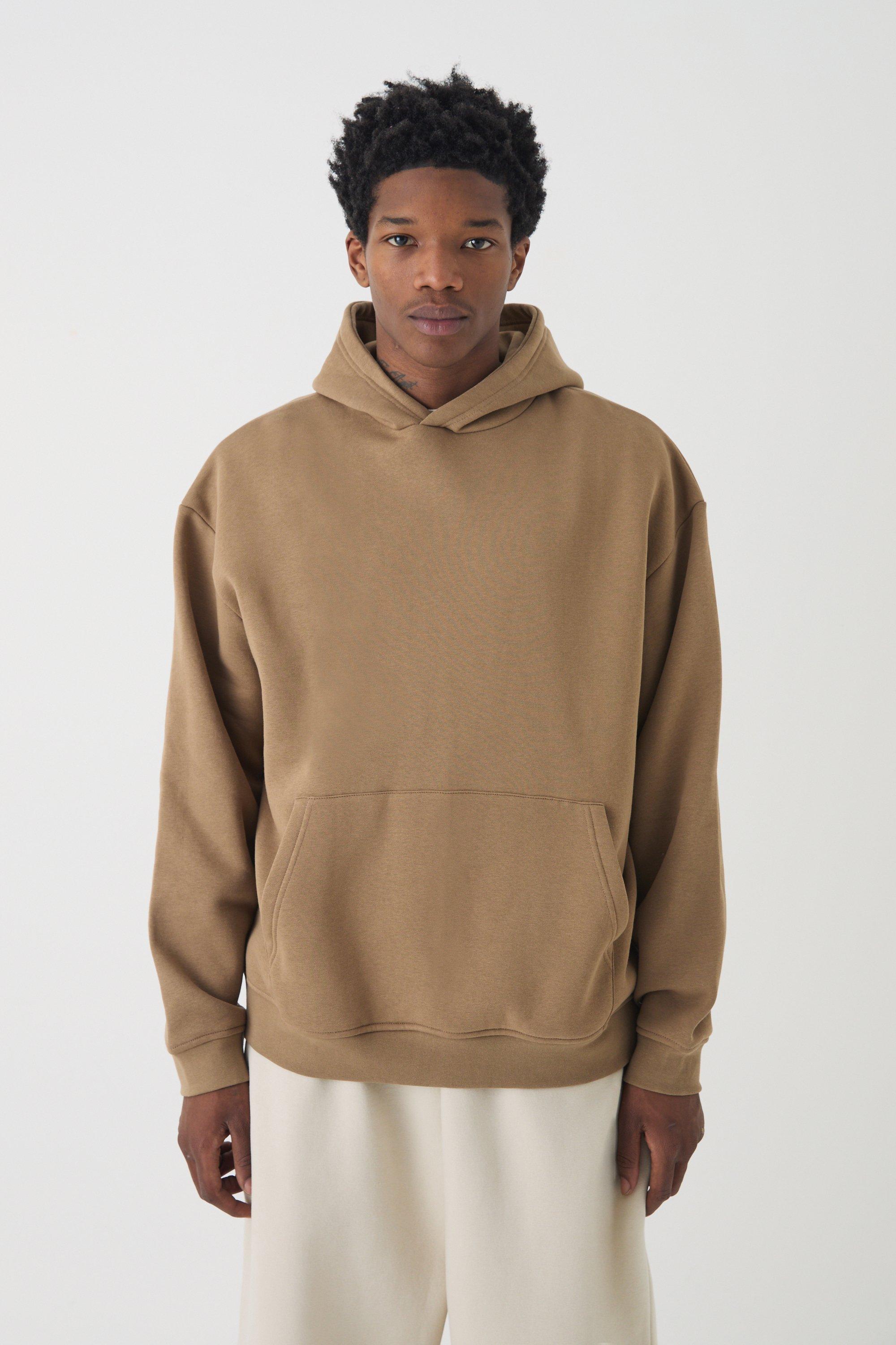 Felpa oversize Basic con cappuccio ampio, Brown