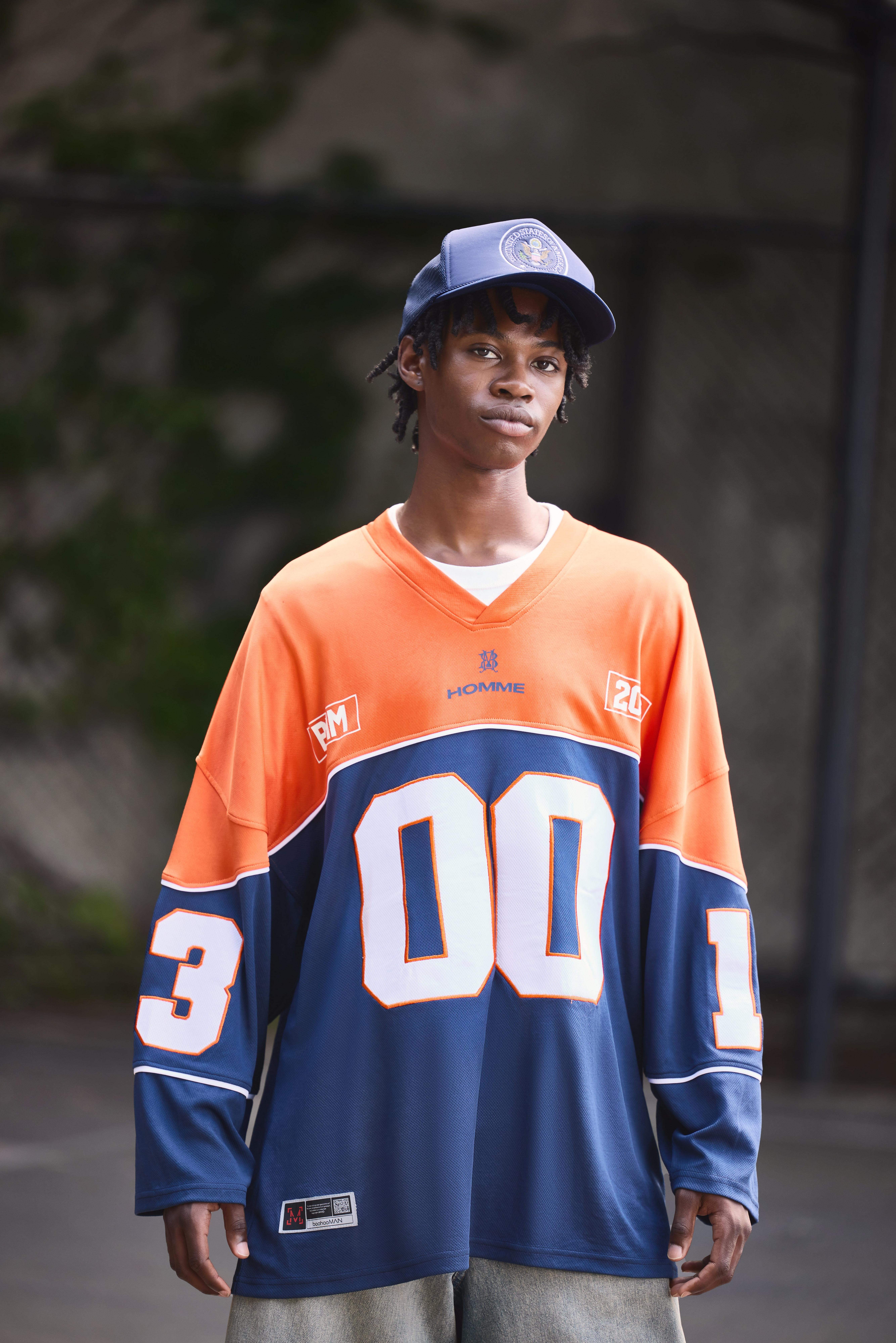 Mens Navy Mesh Varsity Hockey Jersey Top, Navy