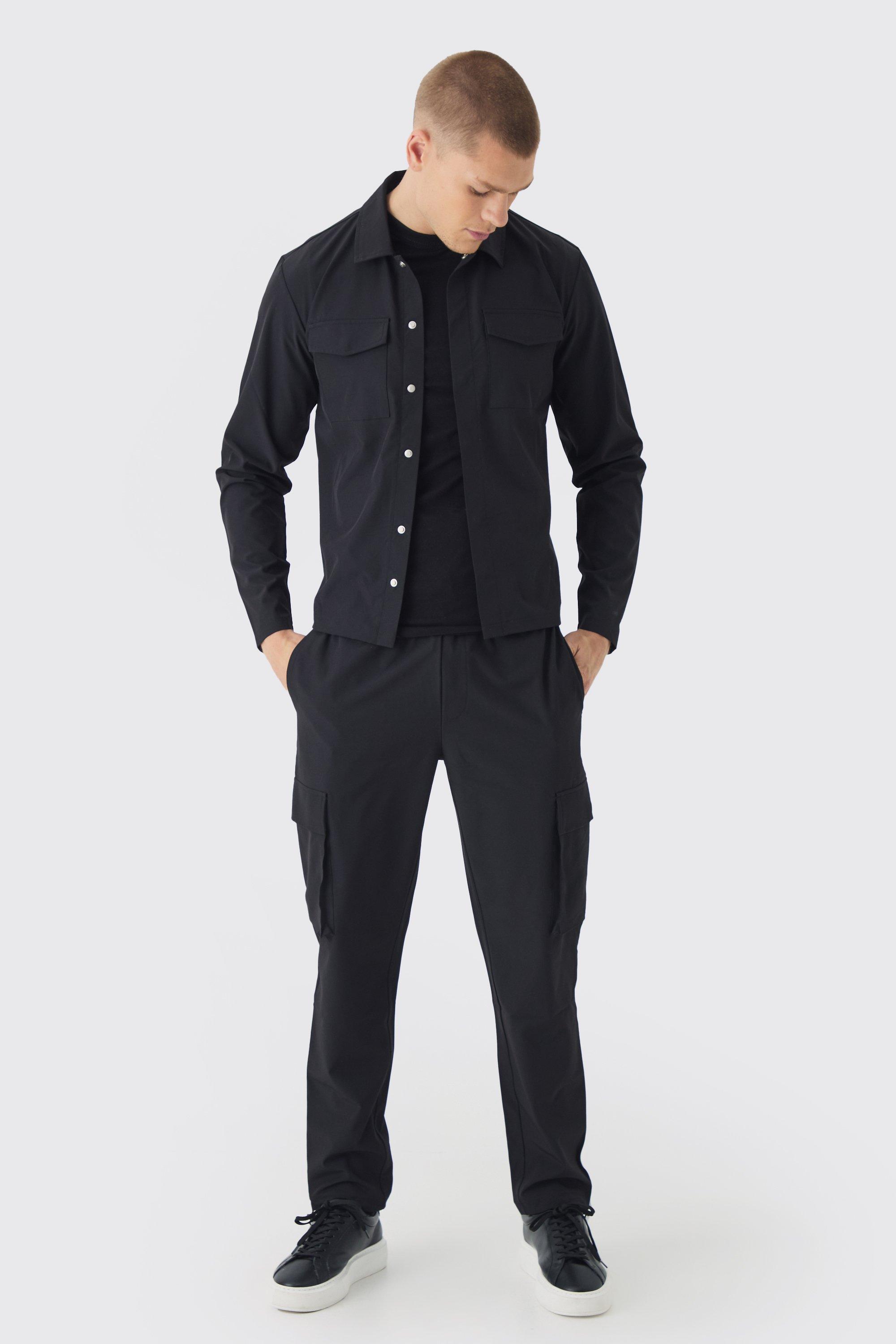 Set camicia Cargo in Stretch tecnico & pantaloni, Nero