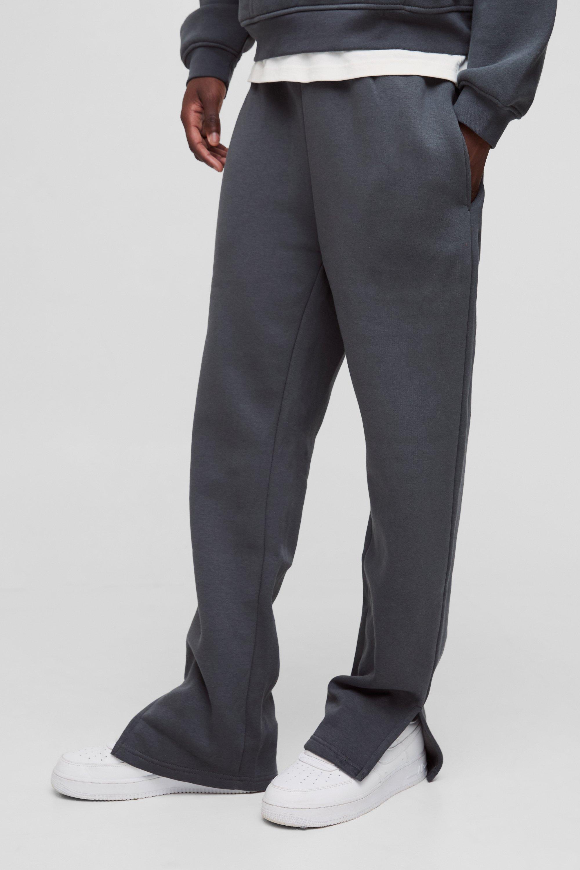 Pantaloni tuta Regular Fit con spacco sul fondo, Grigio