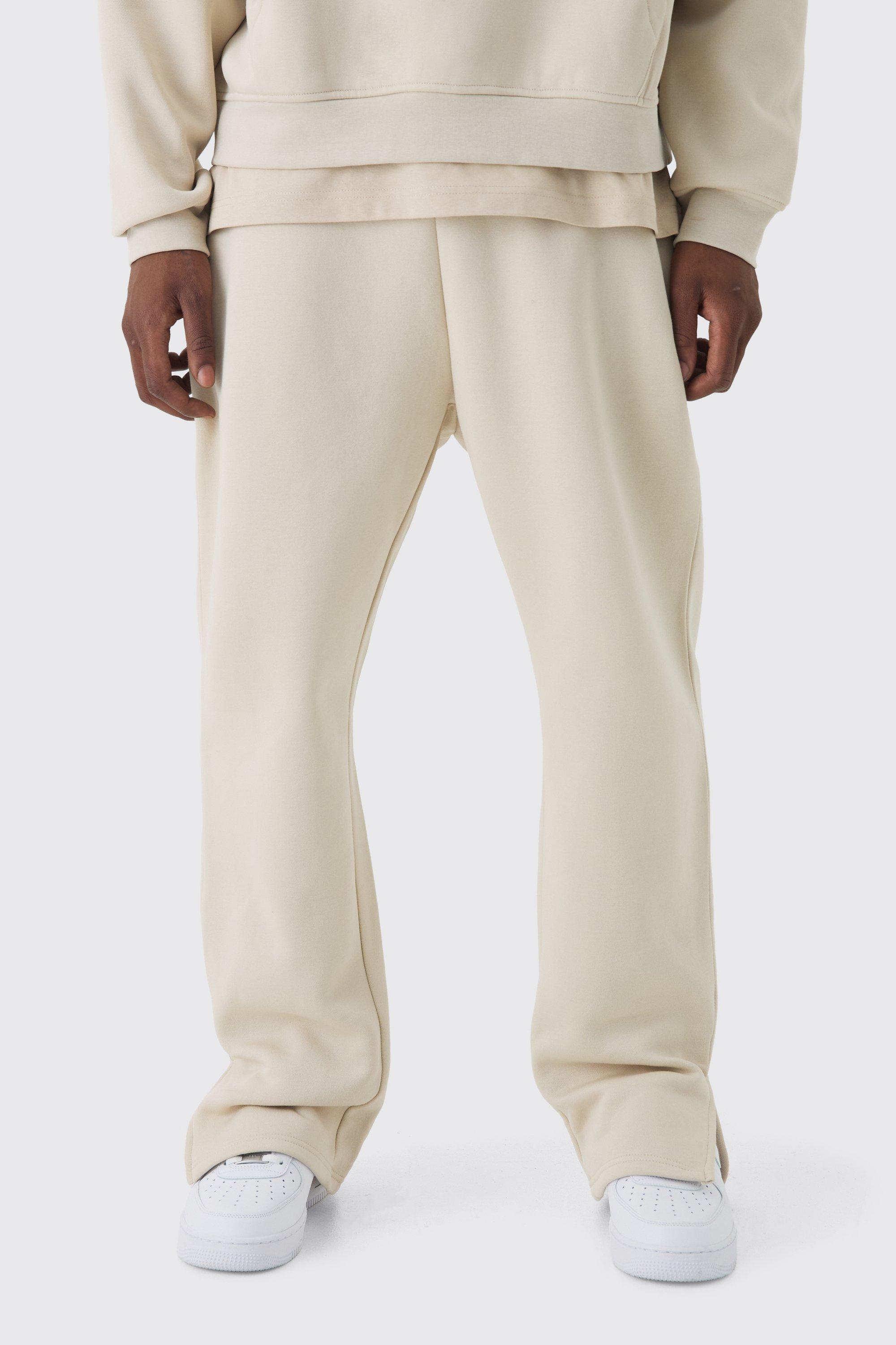 Pantaloni tuta Regular Fit con spacco sul fondo, Beige