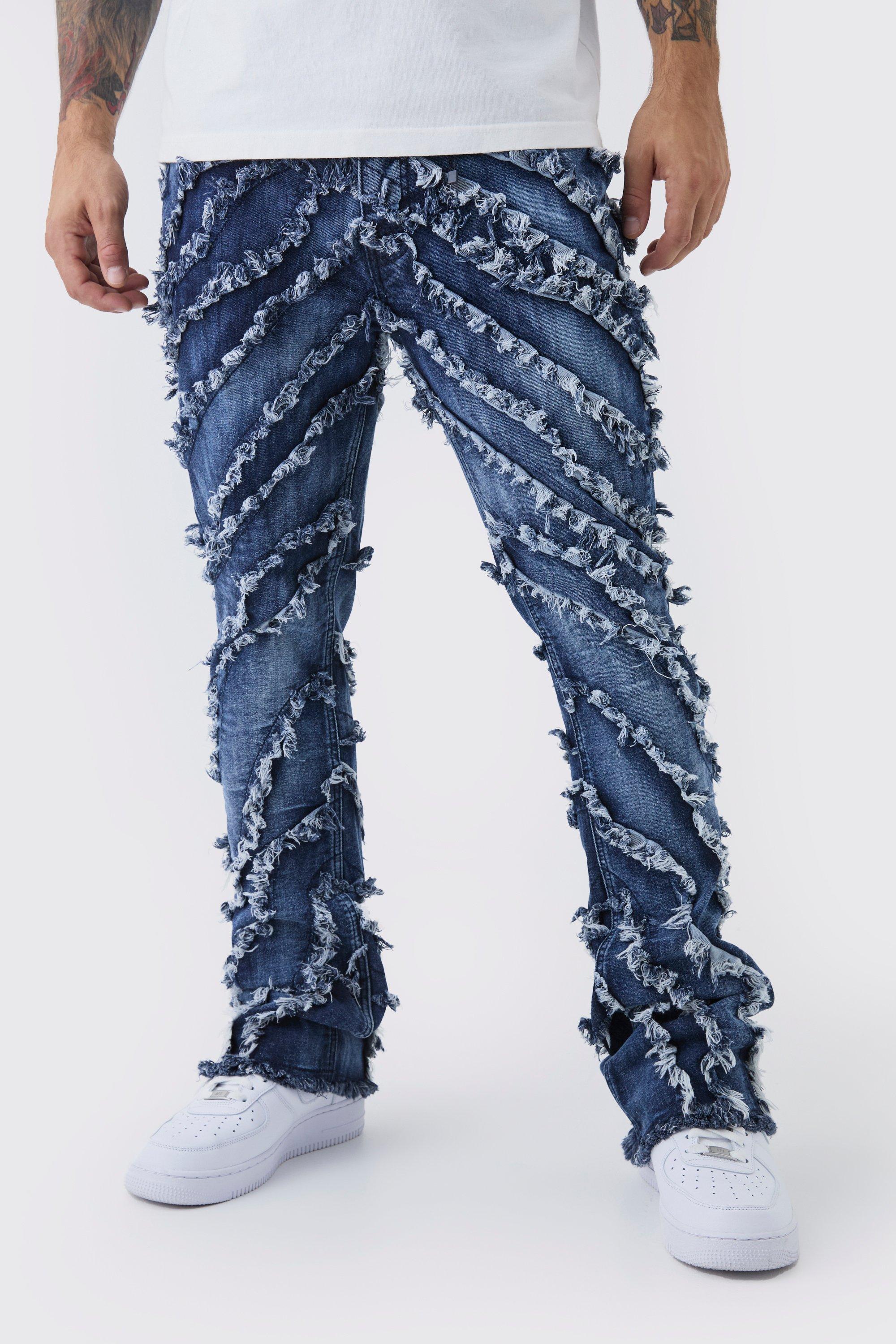 Jeans a zampa a zampa Skinny Fit effetto smagliato, Azzurro