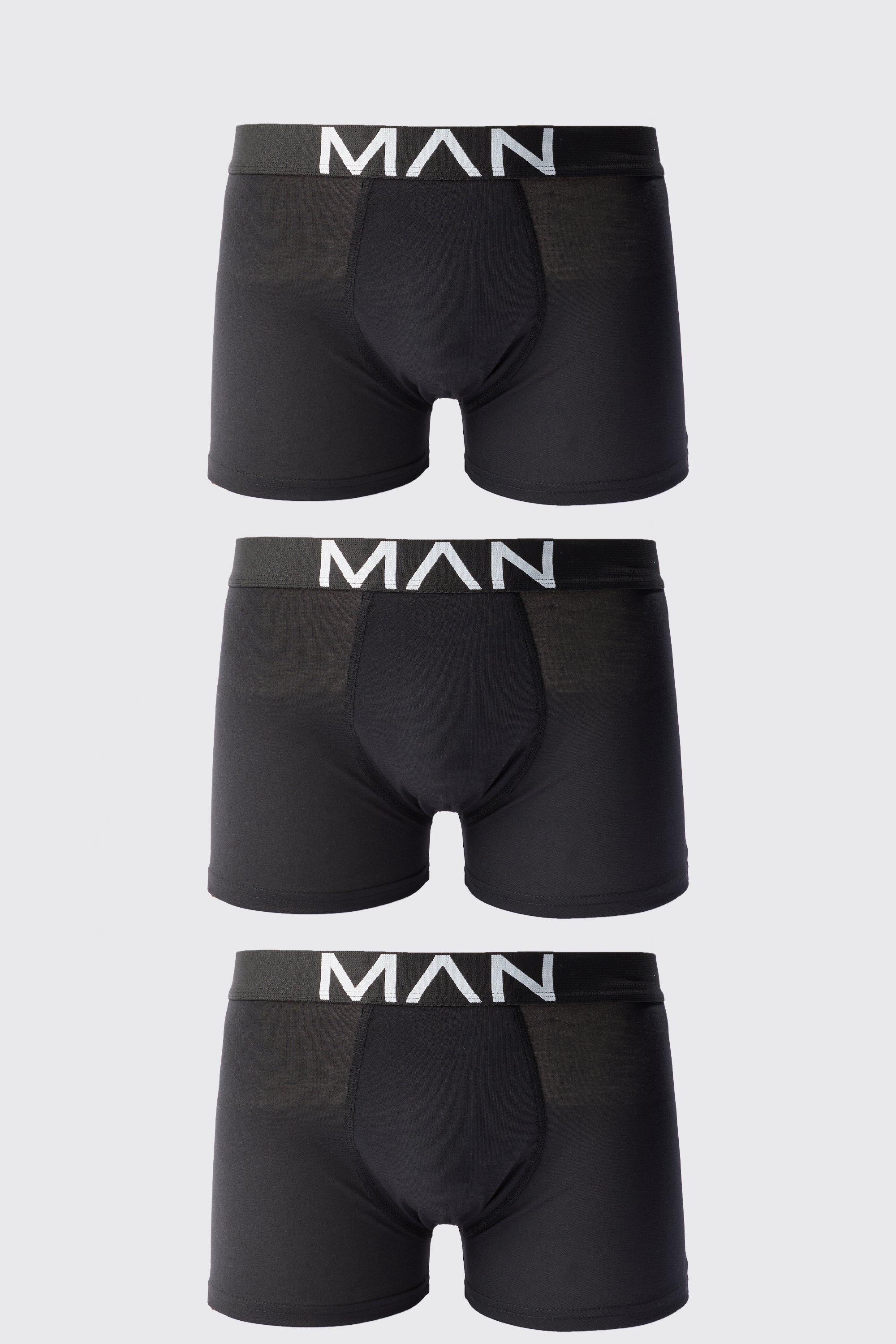 Mens Black 3 Pack Man Trunks, Black