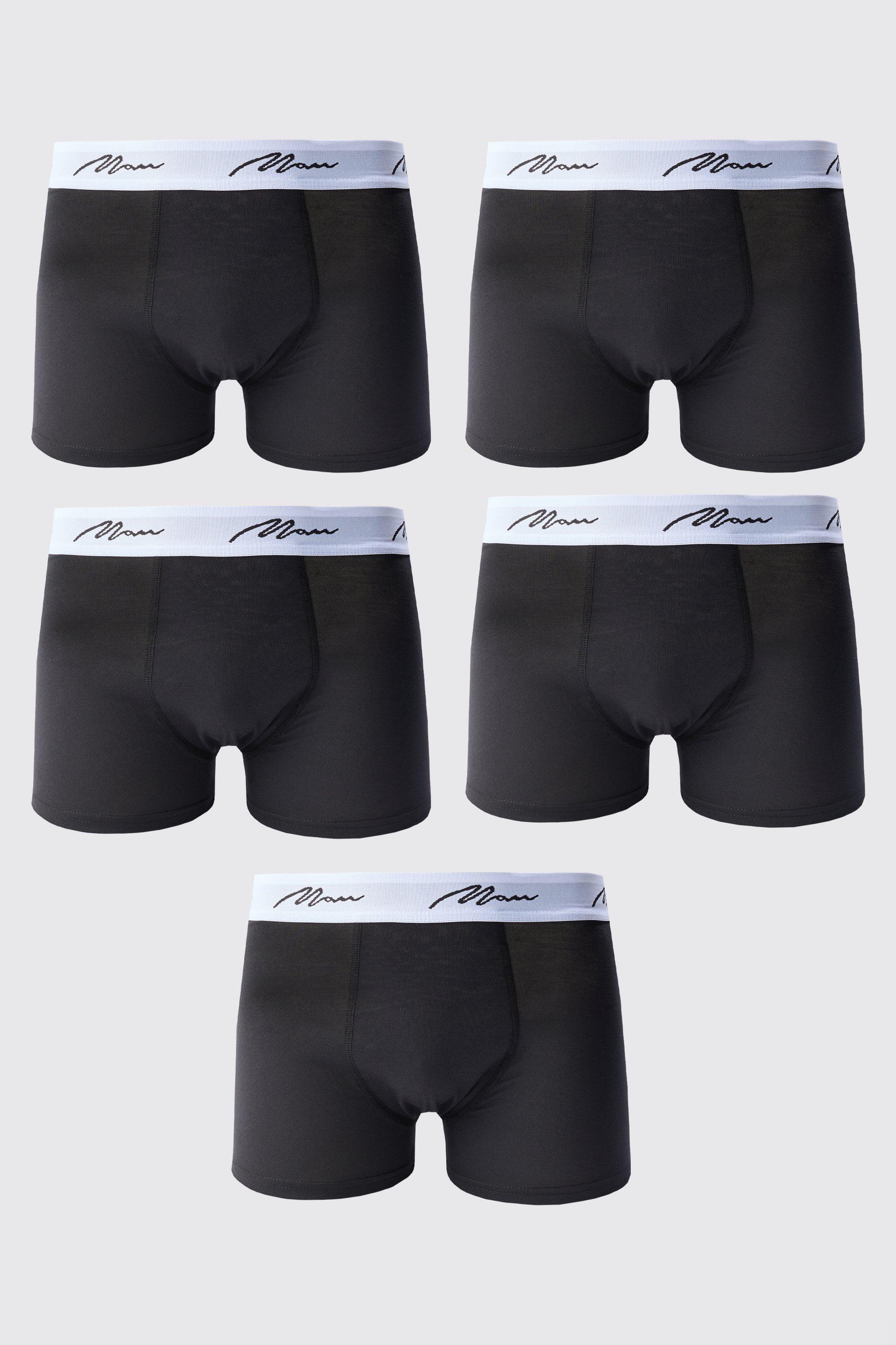 Mens Black 5 Pack Man Signature Trunks, Black