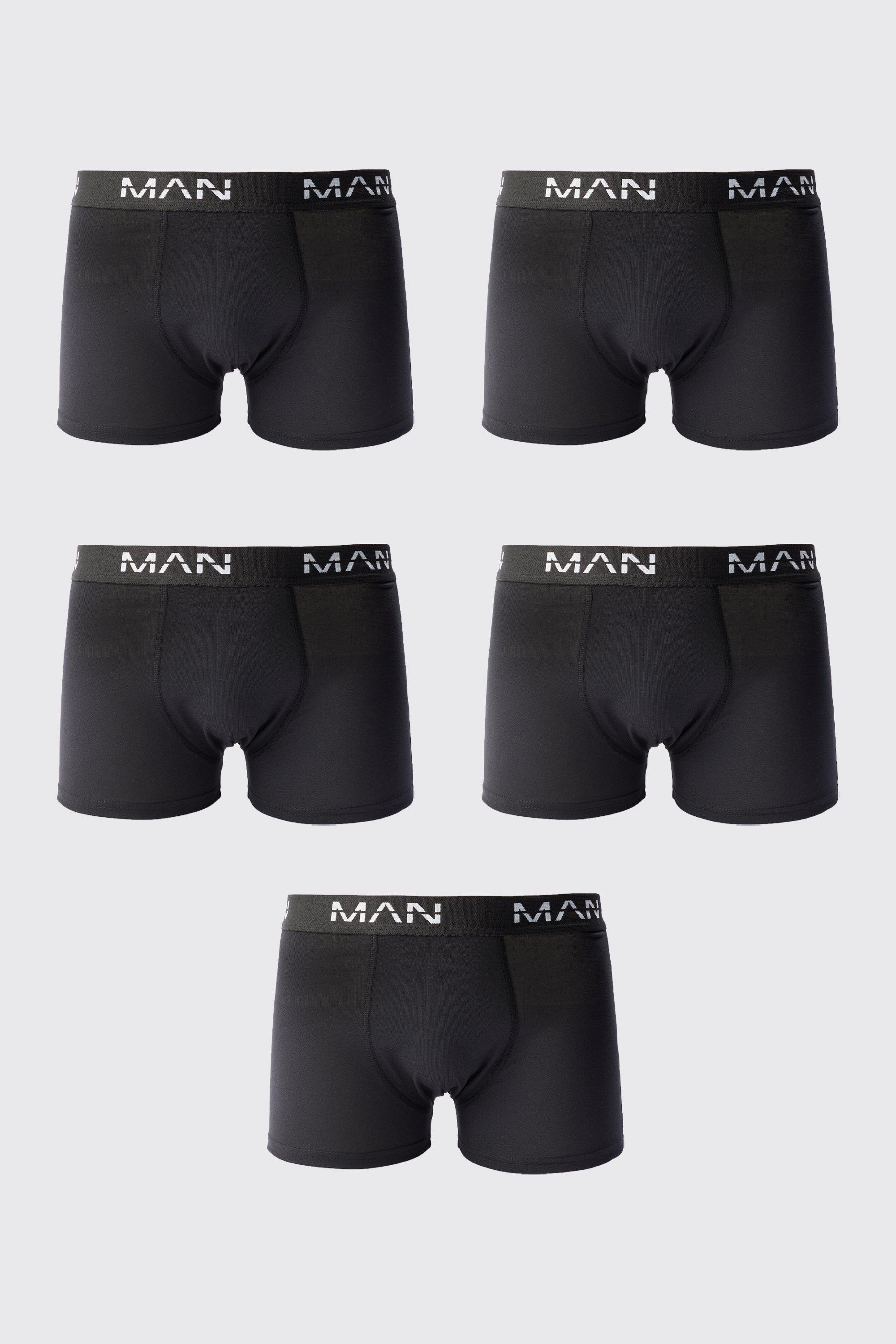 Mens Black 5 Pack Man Trunks, Black