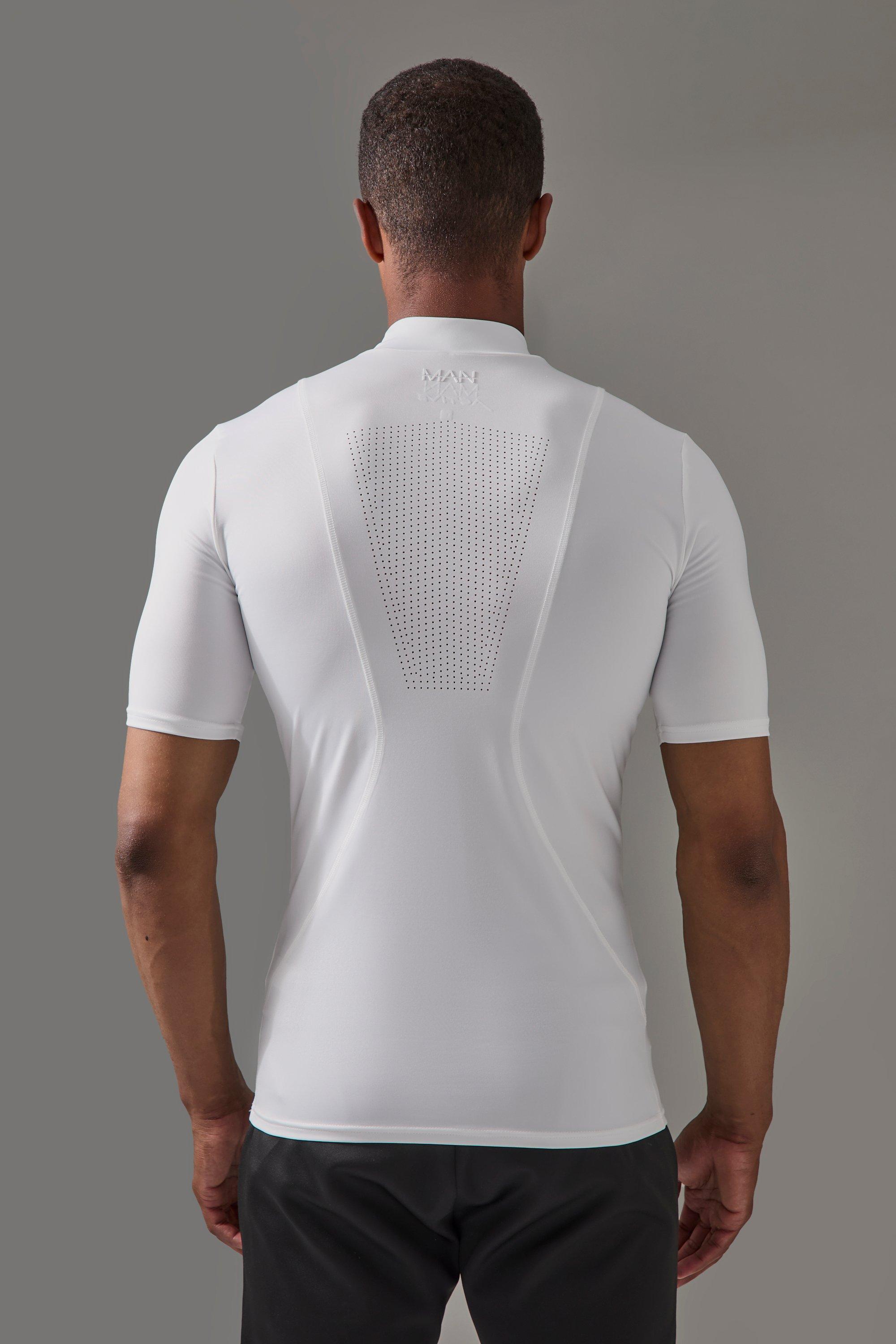 Maglia intima a collo alto Man Active traforata a maniche corte, Bianco