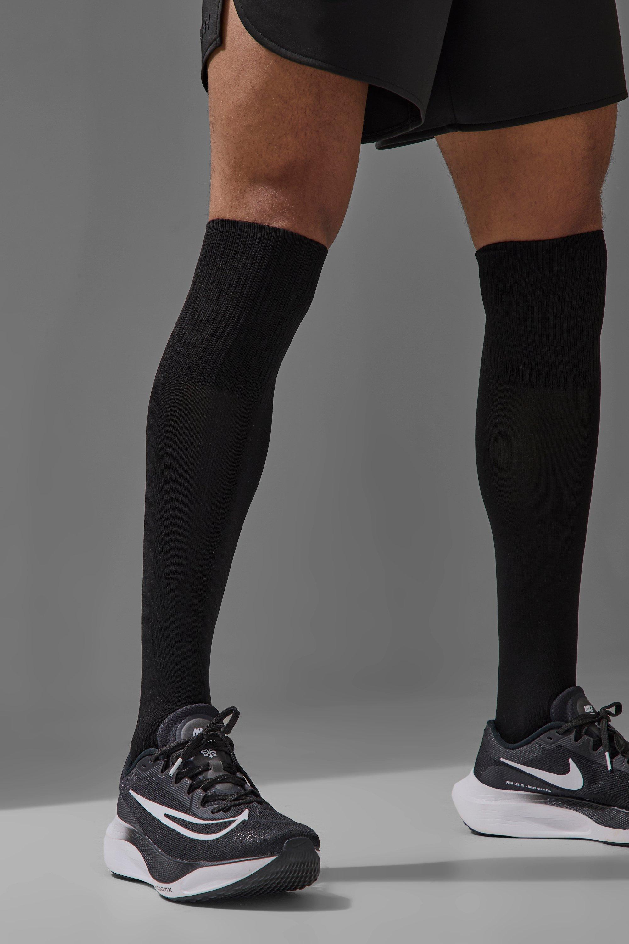 Mens Black Man Active Football Socks, Black