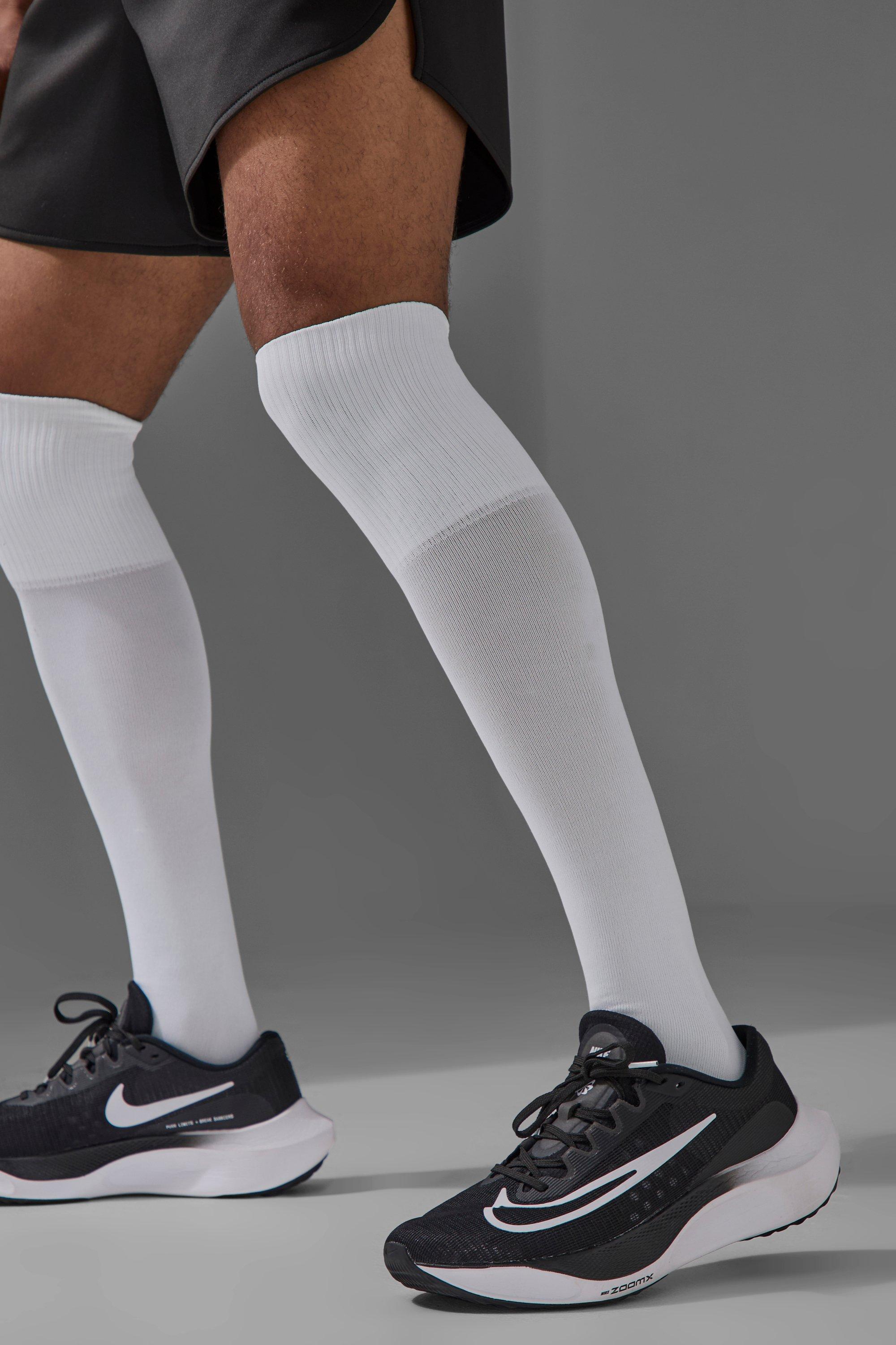 Mens White Man Active Football Socks, White