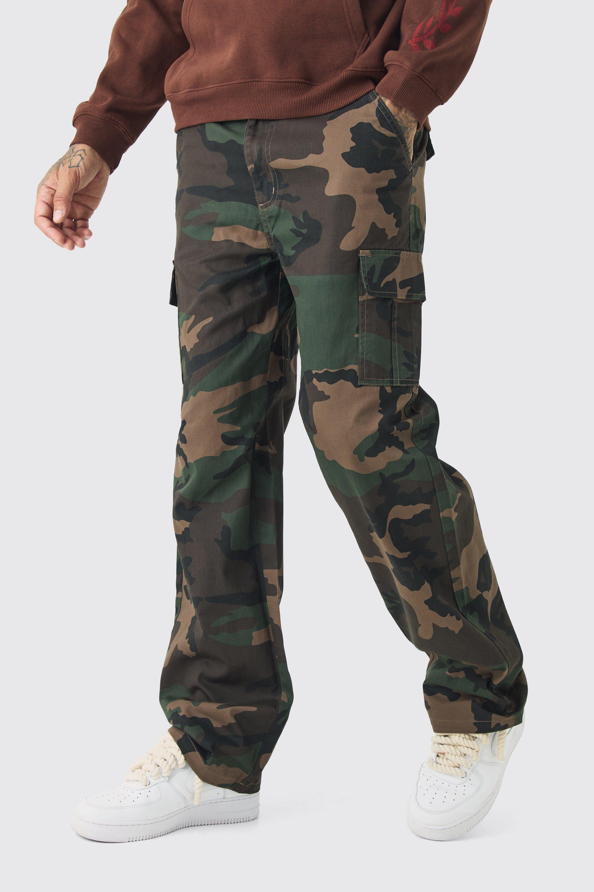 Boohoo Tall Keperstof Camouflage Print Cargo Broek Met Tailleband, Multi