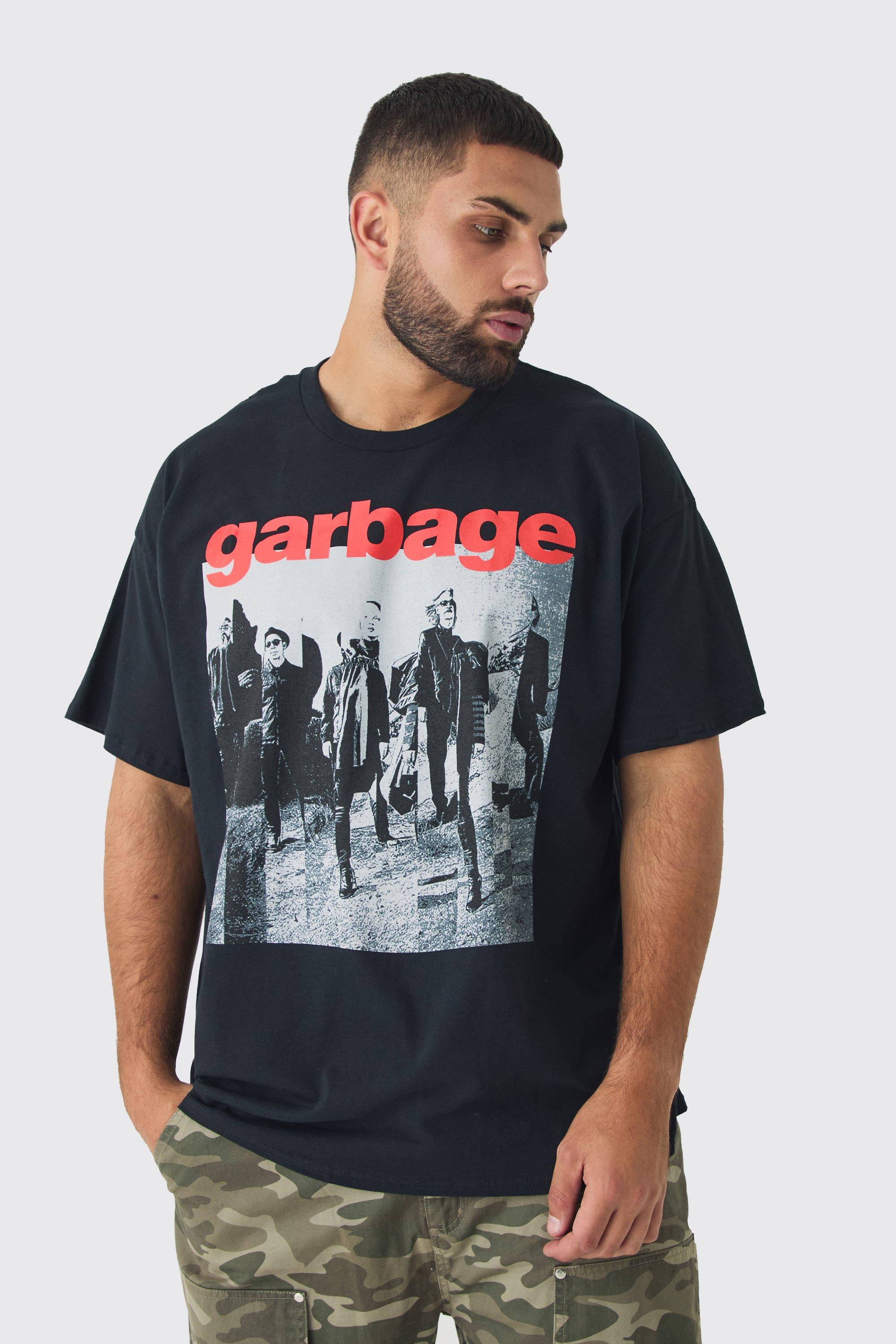 T-shirt Plus Size ufficiale con stampa Garbage, Nero