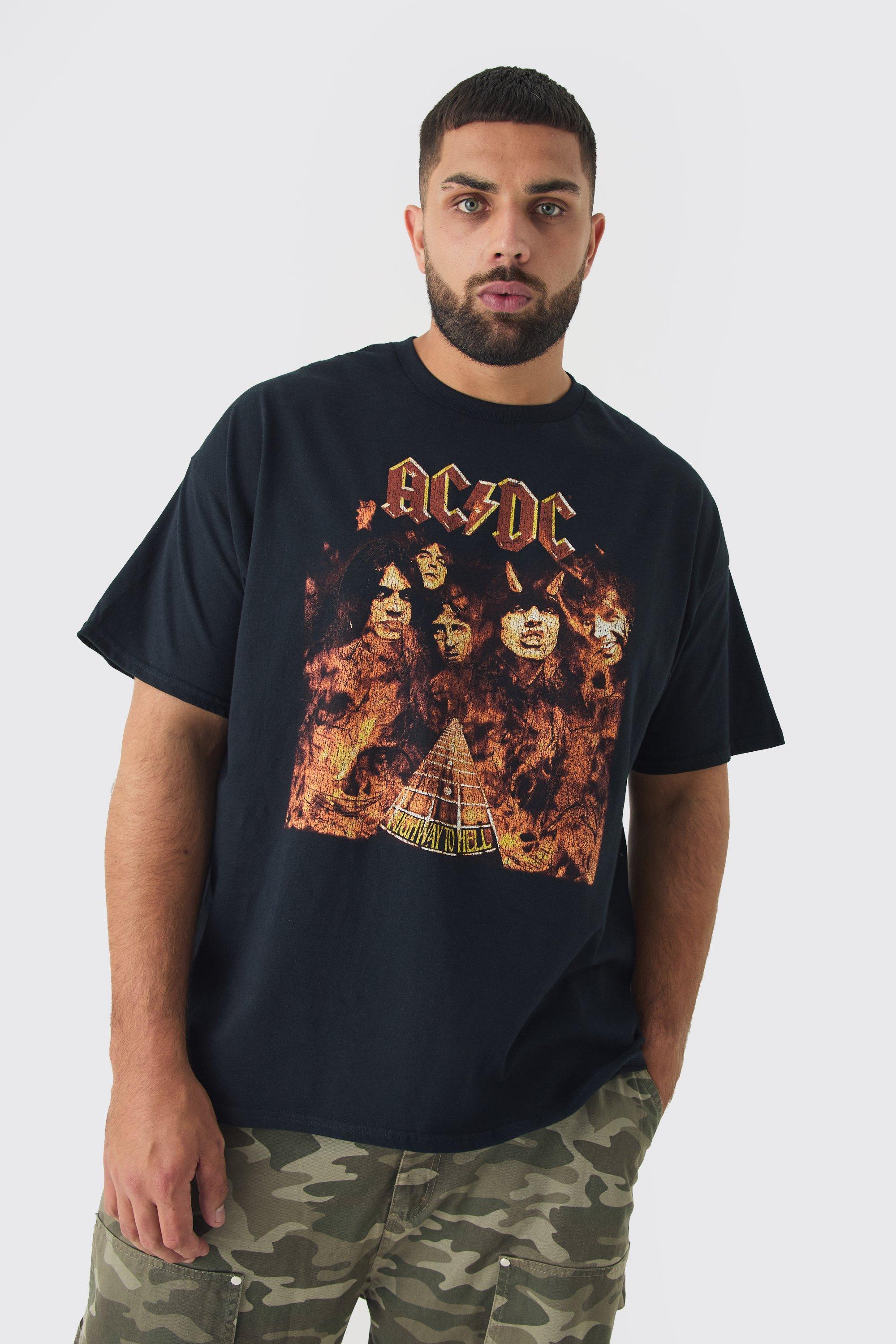 T-shirt Plus Size con stampa ufficiale ACDC, Nero