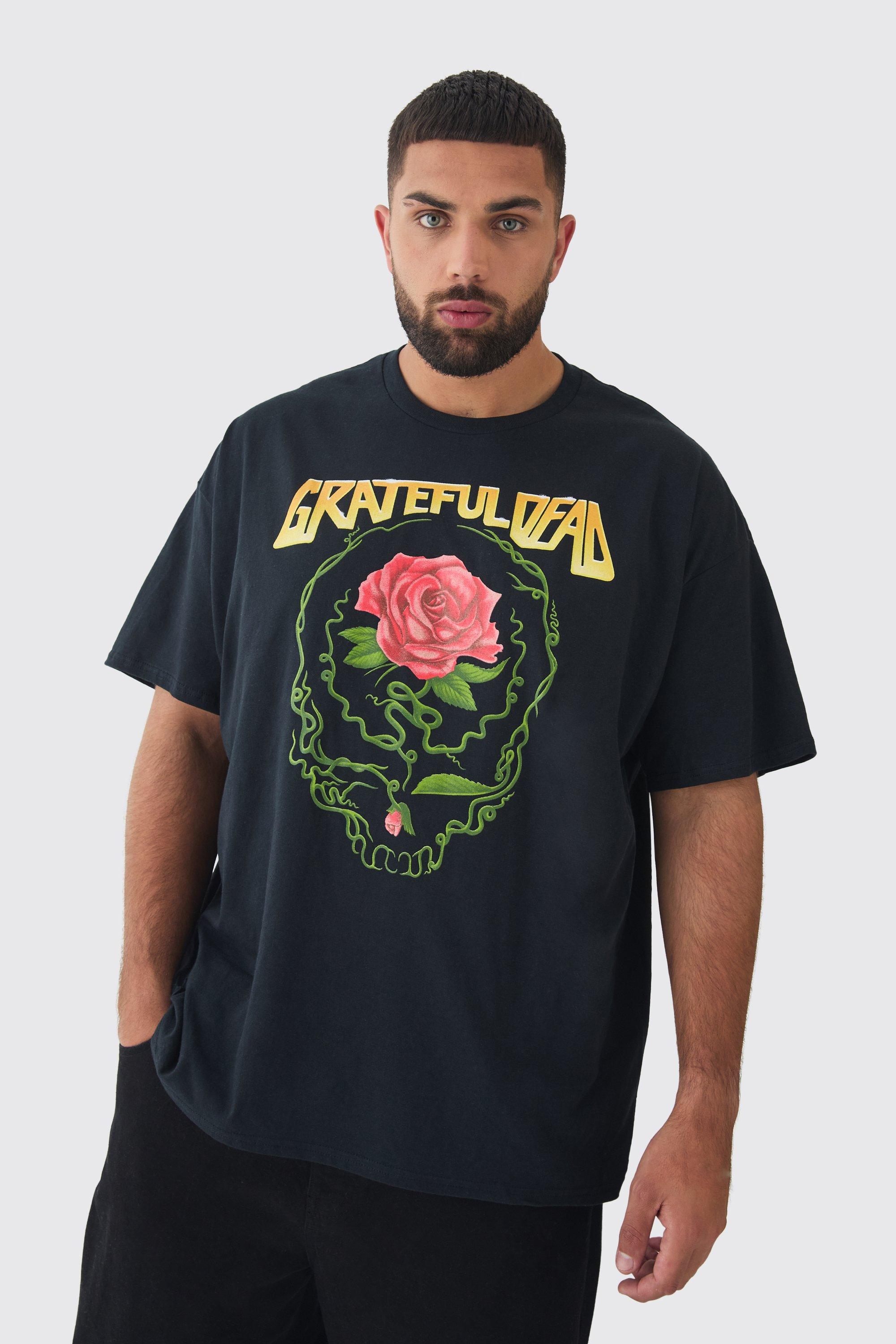 T-shirt Plus Size ufficiale Grateful Dead con stampa, Nero