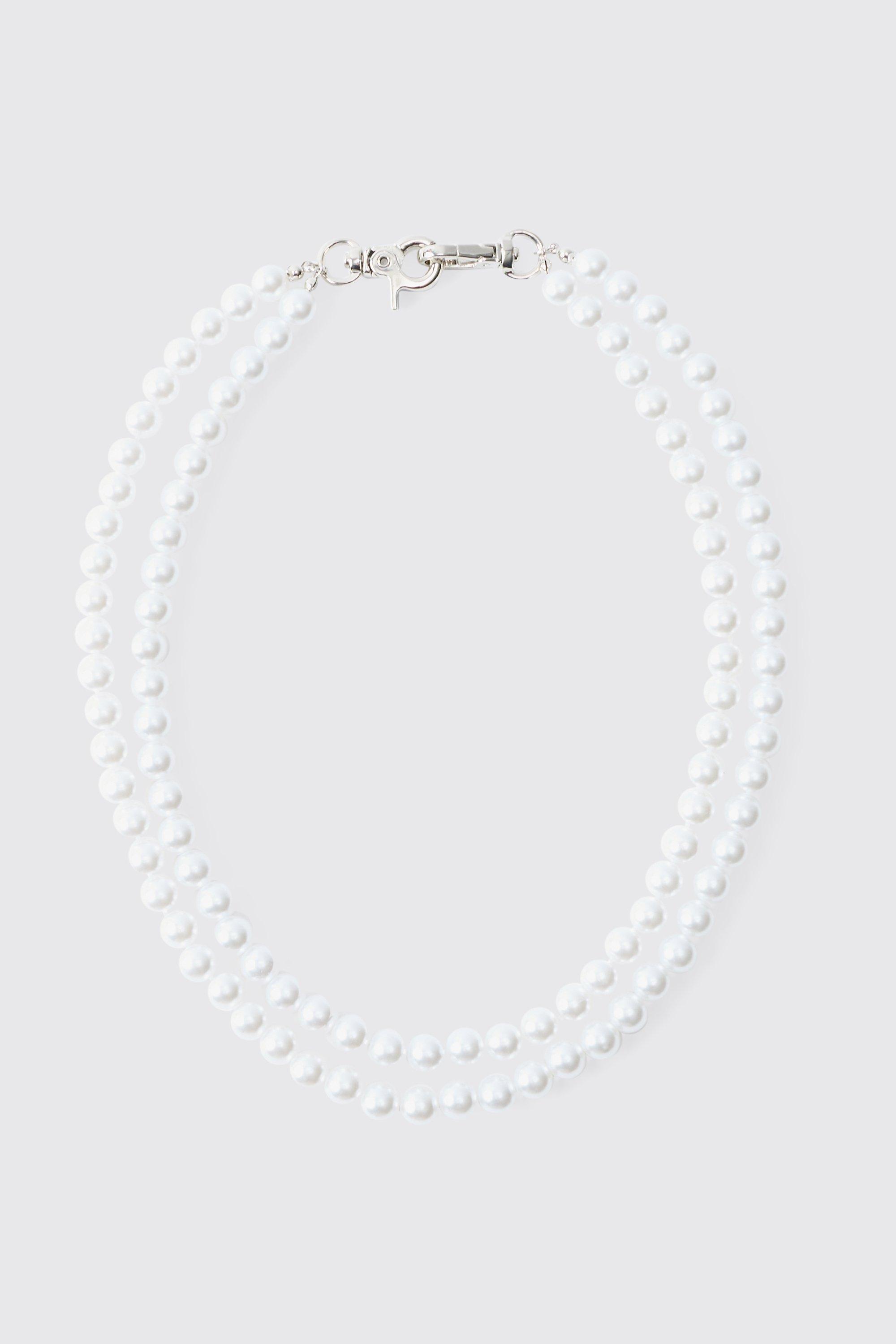 Mens White Pearl Jean Chain, White