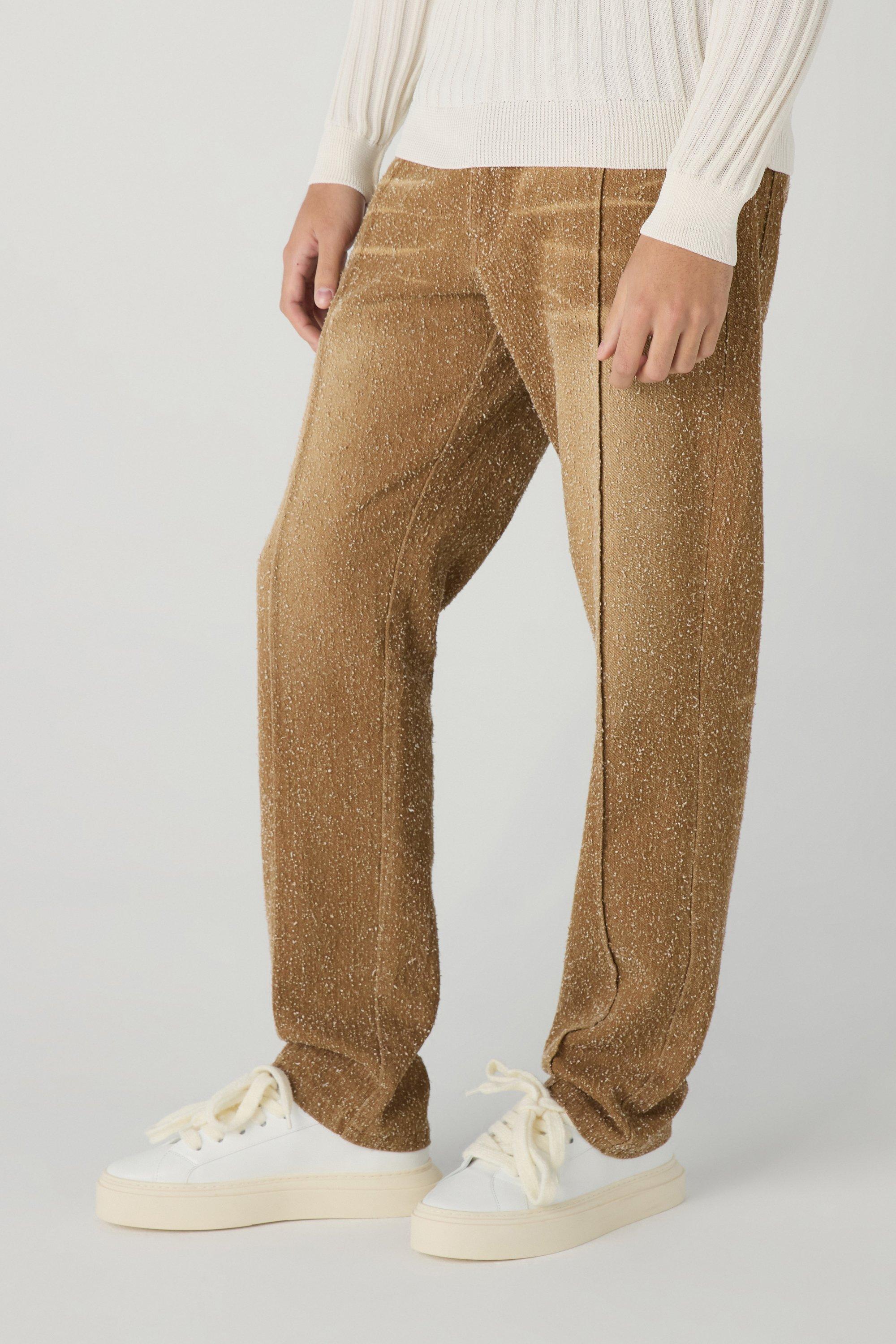 Jeans dritti in lavaggio Dirty con trama e nervature, Brown