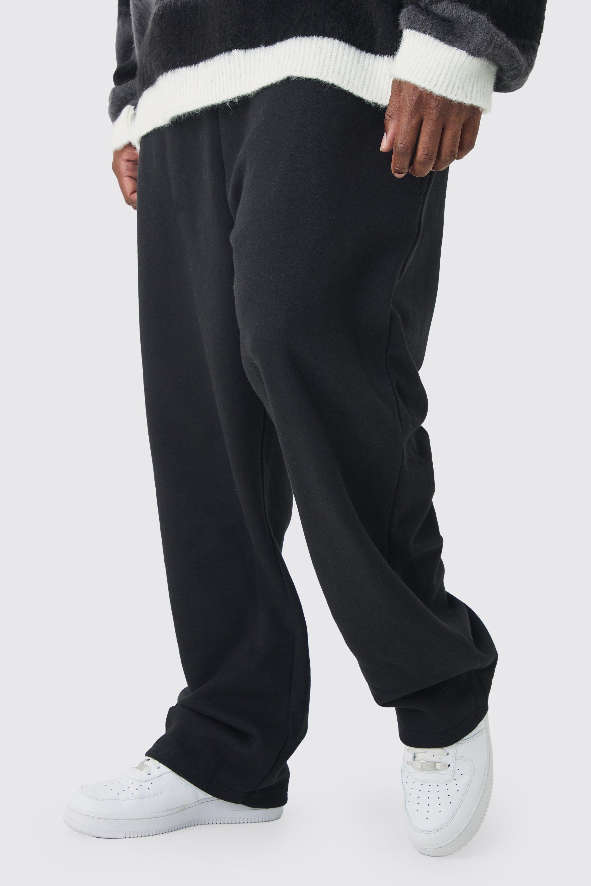 Pantaloni Plus Size extra comodi neri in jersey con doppia fascia in vita, Nero