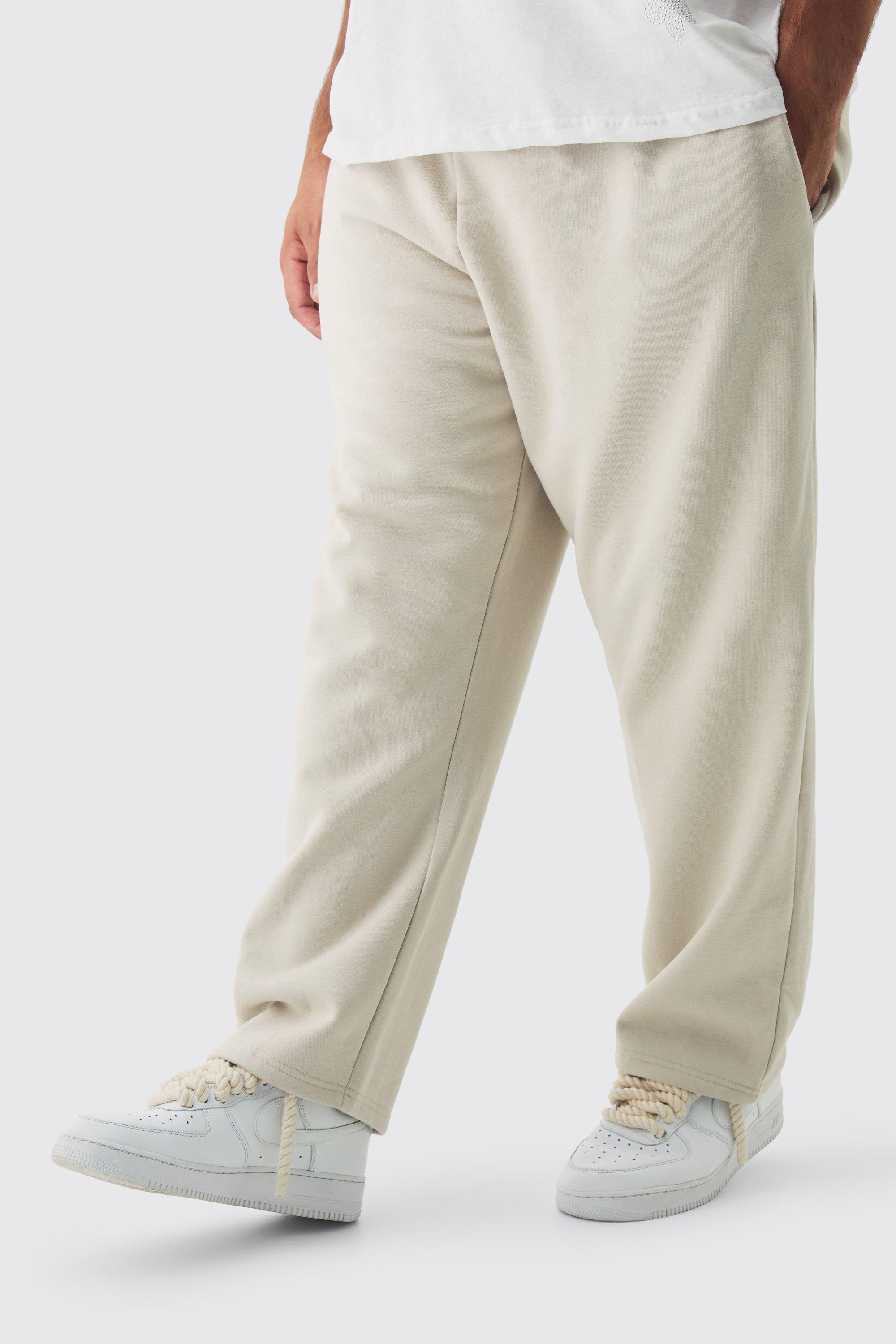 Pantaloni Plus Size extra comodi in jersey color pietra con doppia fascia in vita, Beige