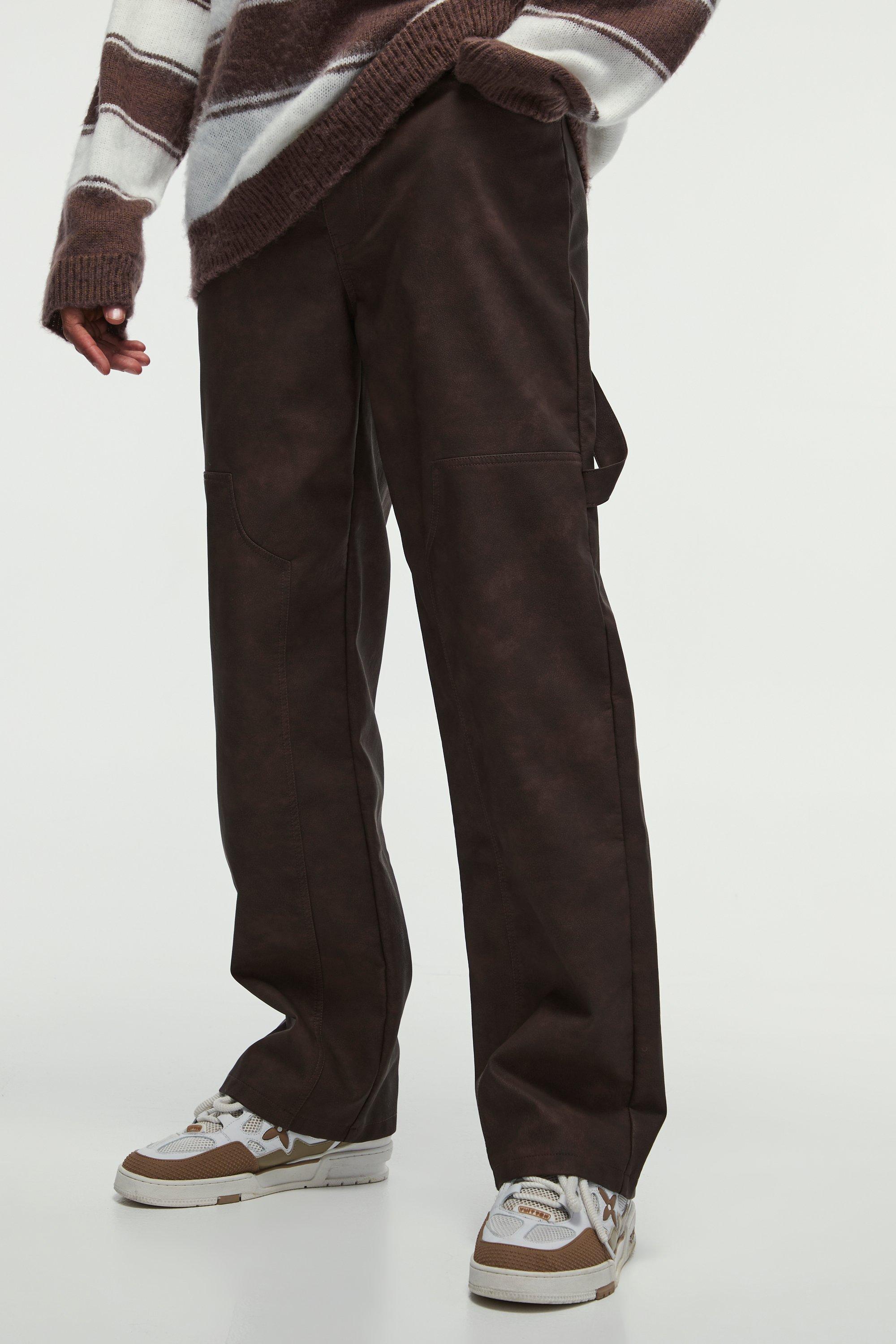 Pantaloni Carpenter rilassati in PU, Brown