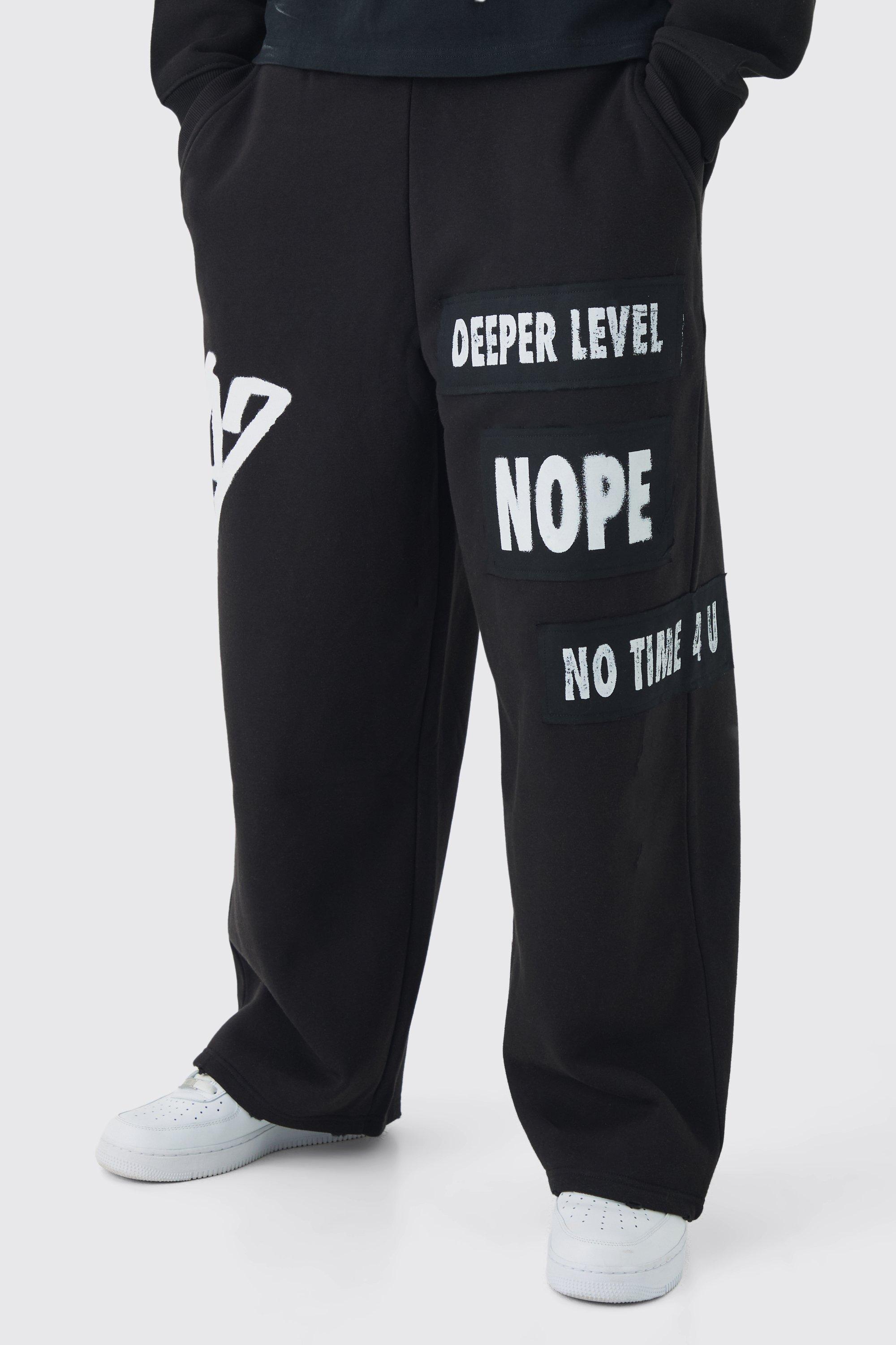 Pantaloni tuta rilassati a gamba ampia stile Graffiti effetto smagliato, Nero