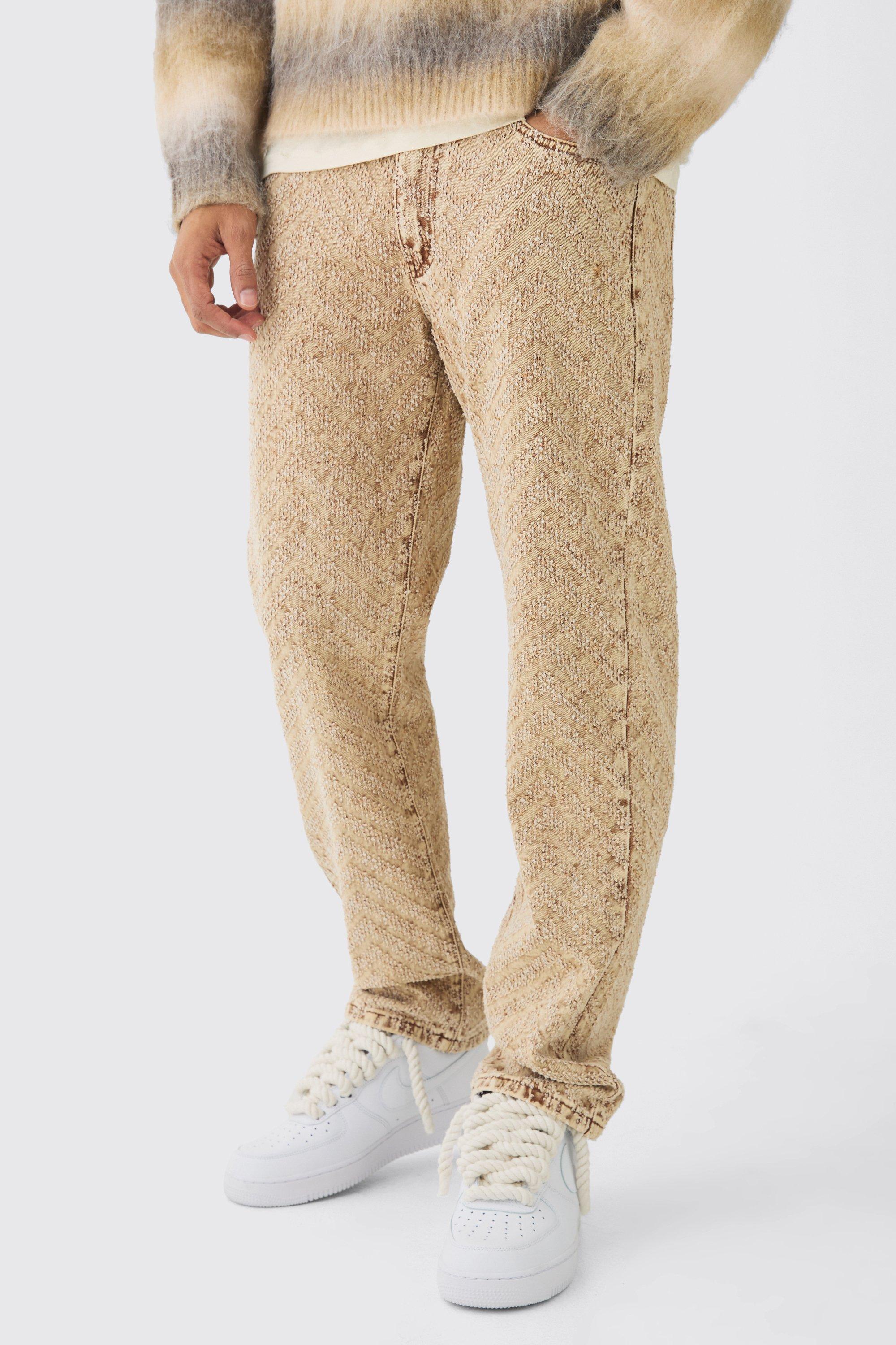 Boohoo Onbewerkte Versleten Jacquard Baggy Jeans, Rust