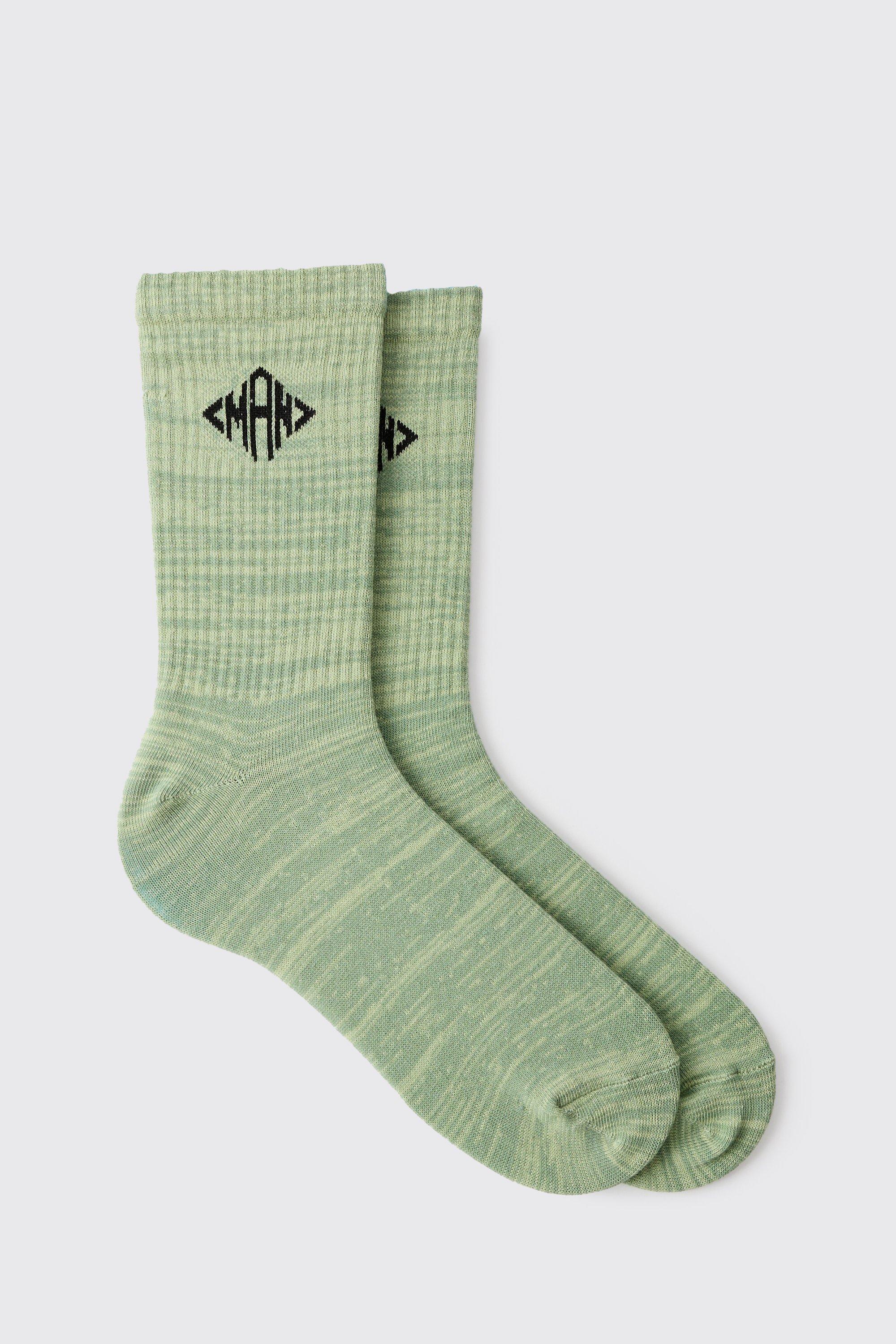 Calzini sportivi in mélange con logo Man, Verde
