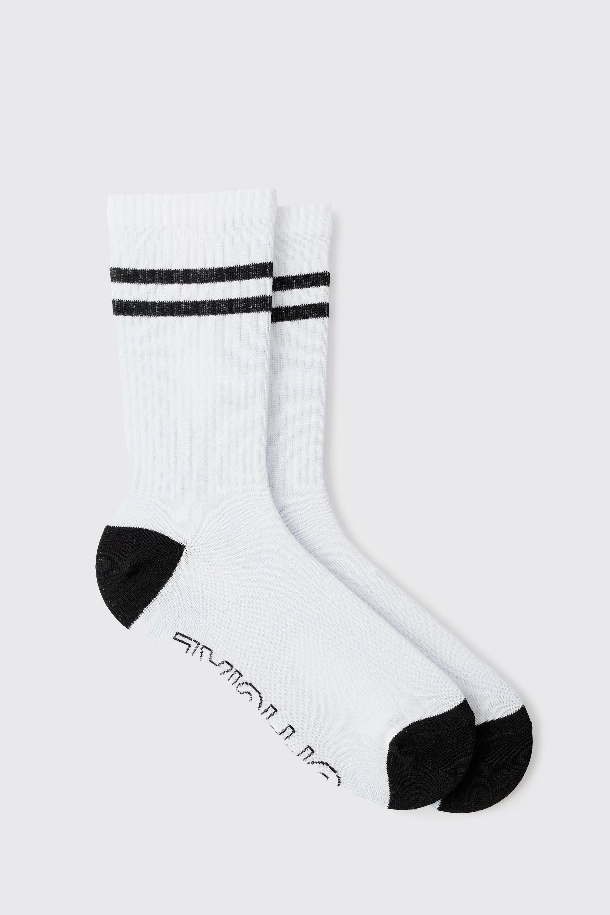 Mens White Official Sole Graphic Stripe Socks, White