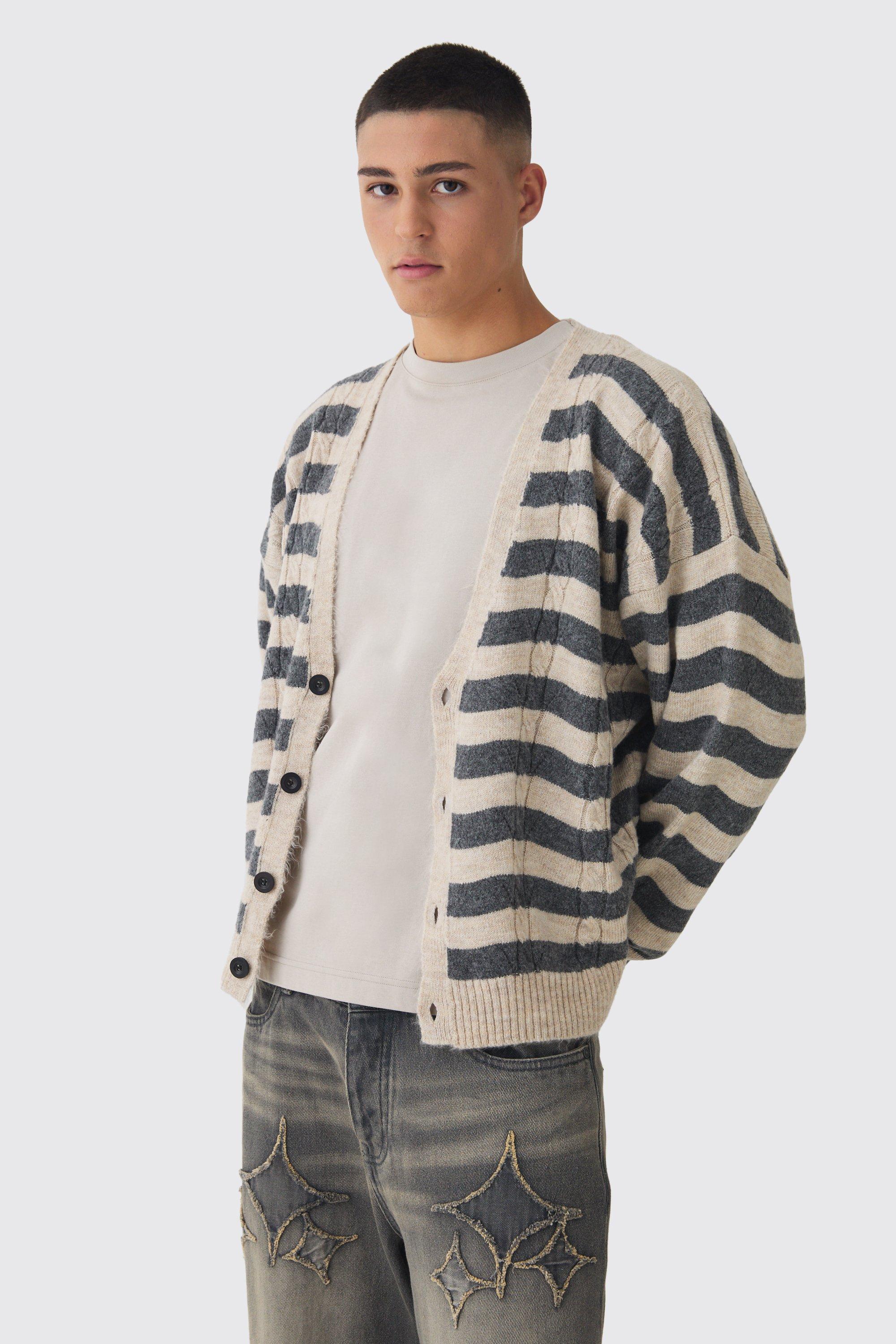 Boohoo Oversized Geborstelde Boxy Grof Gebreide Cardigan, Ecru