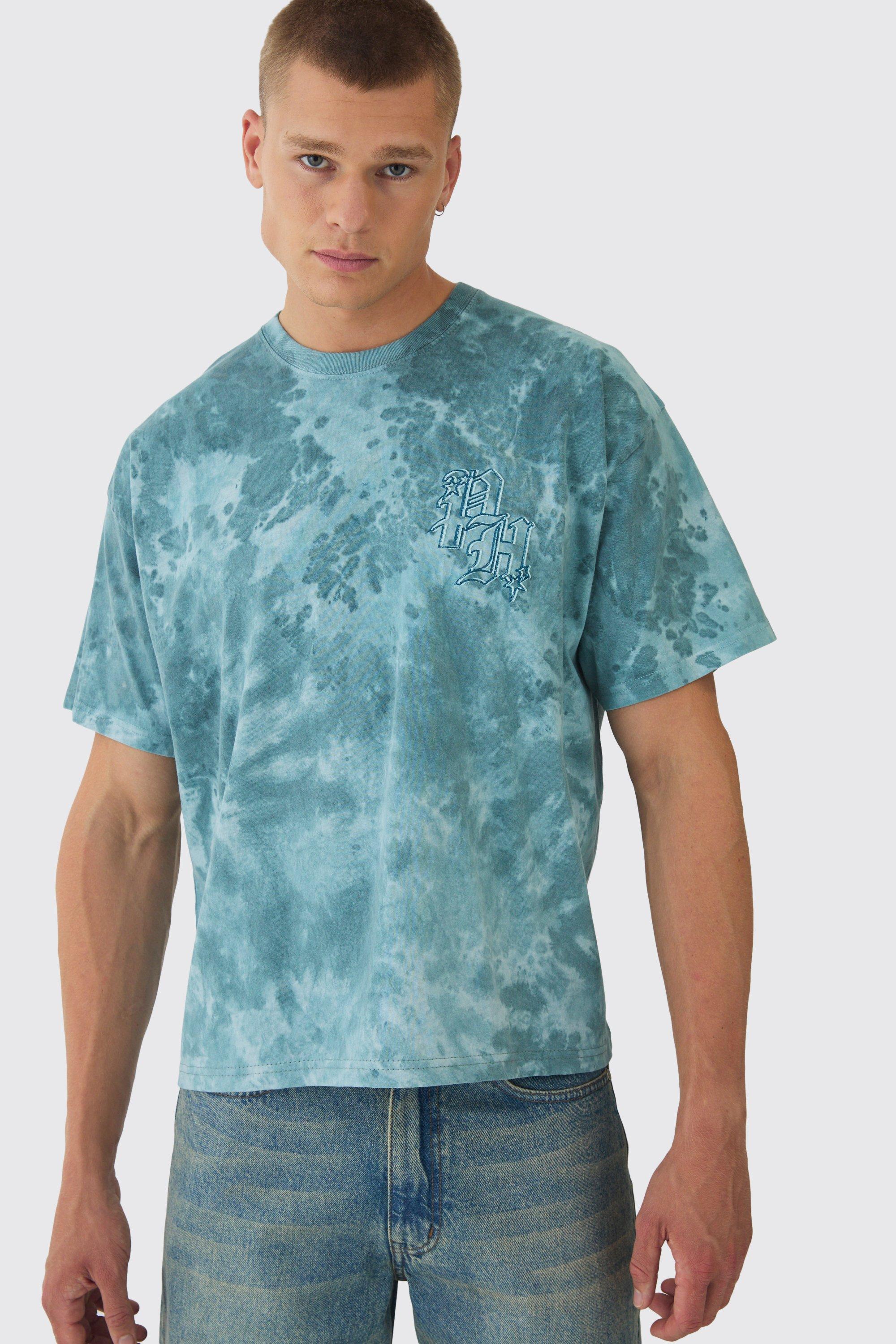 T-shirt squadrata oversize pesante con stampa BH, Verde