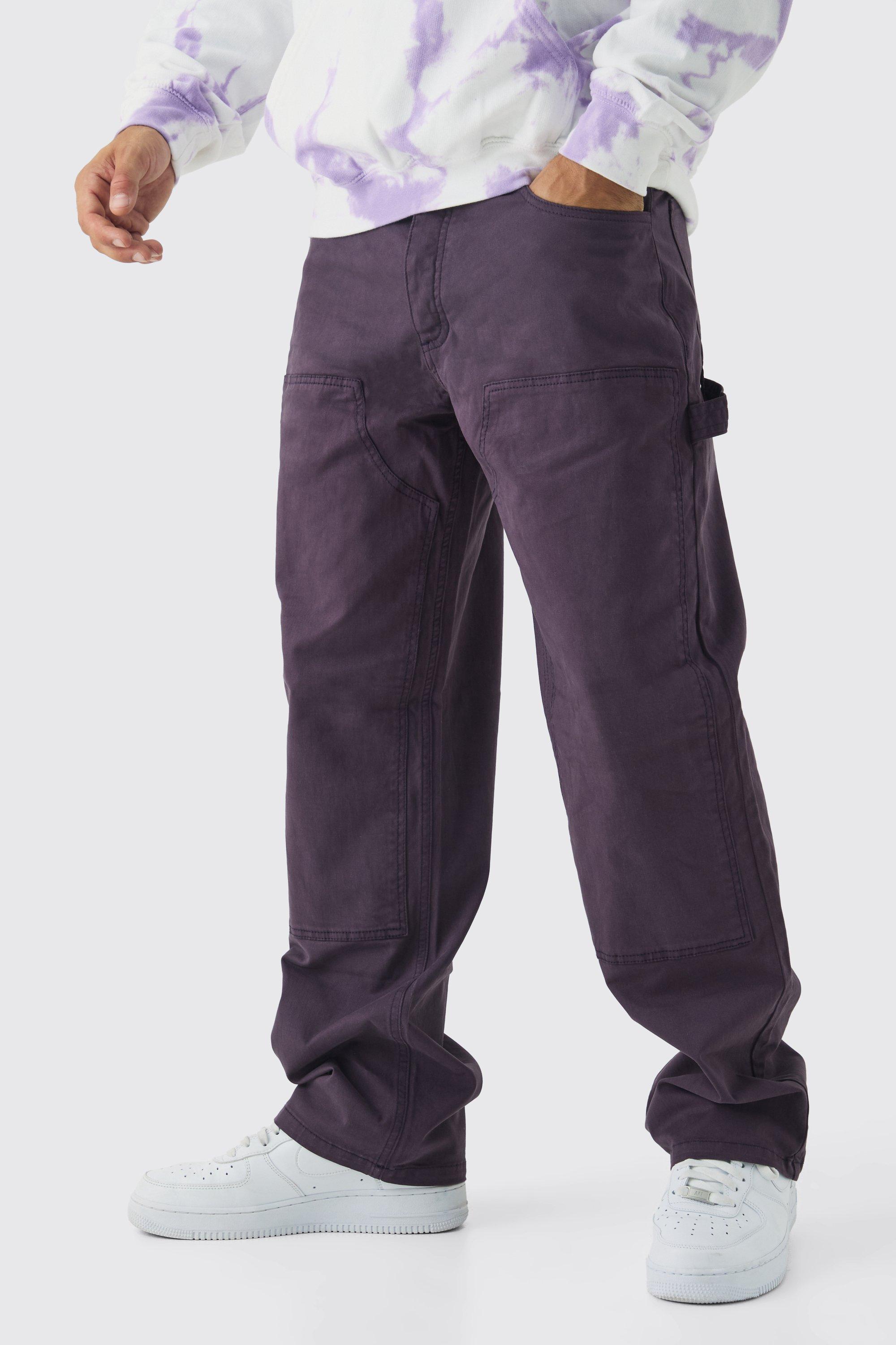 Relaxed Twill Overdye Carpenter Trousers, Purple