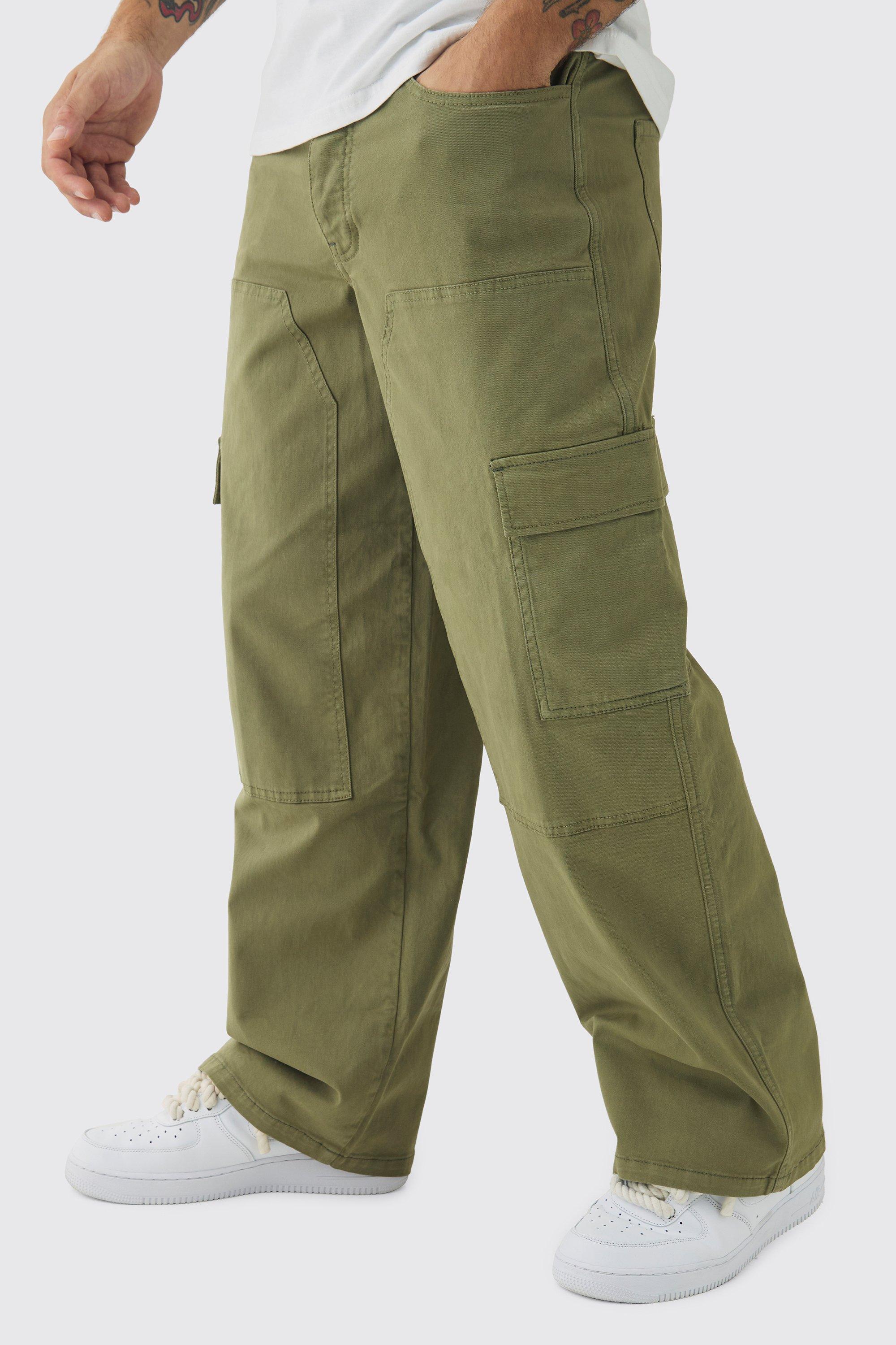 Pantaloni Cargo extra comodi in twill sovratinti, Verde