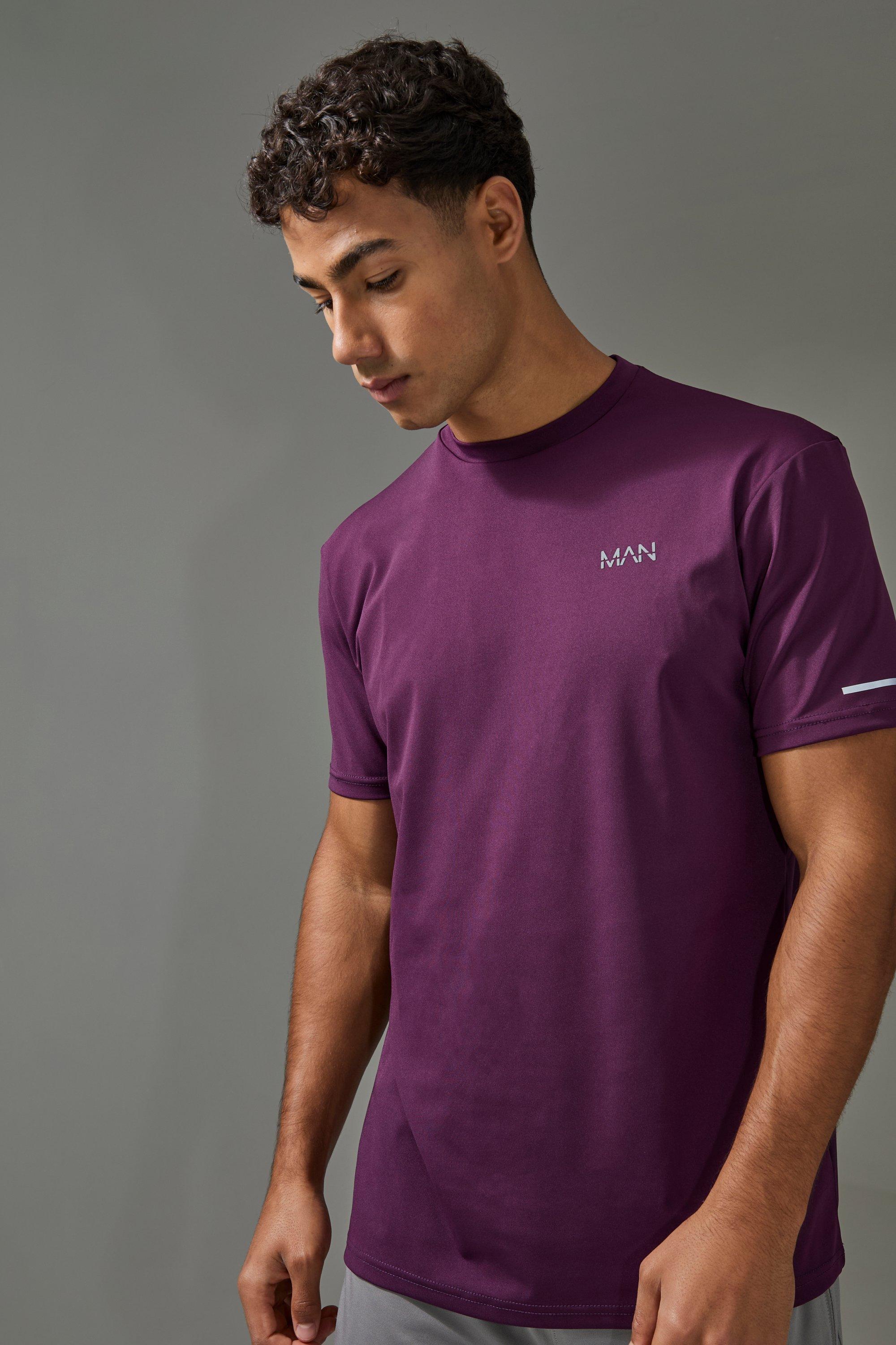 Mens Purple Man Active Performance T-shirt, Purple