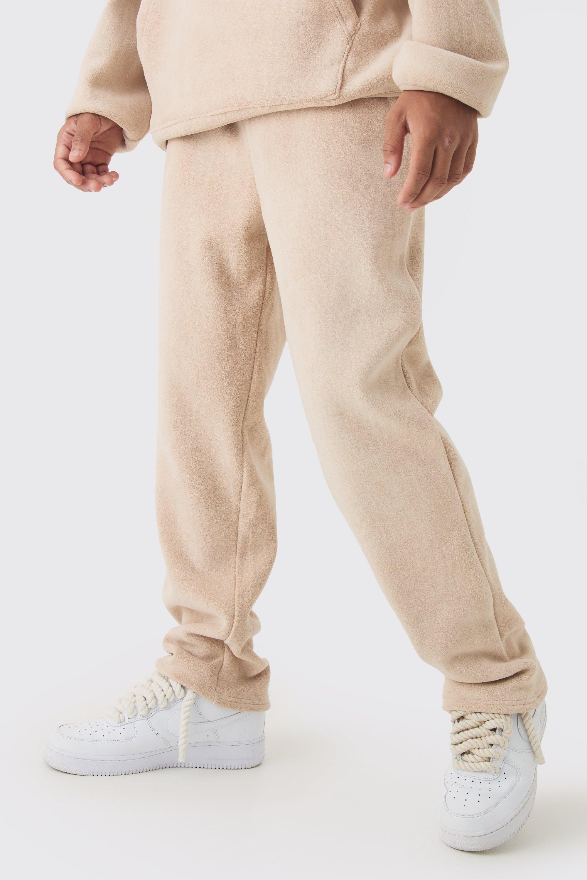 Mens Beige Straight Polar Fleece Jogger, Beige