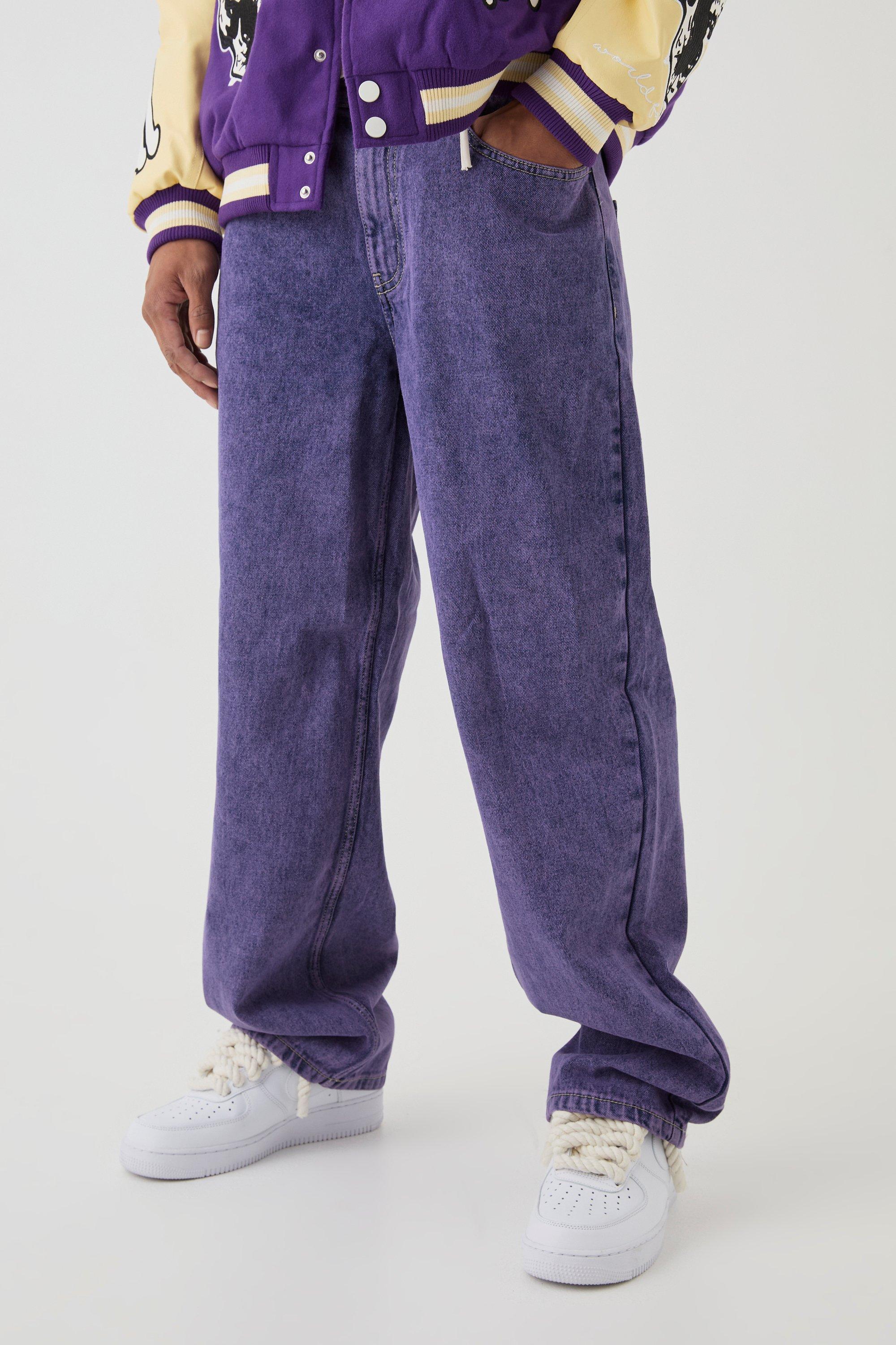 Boohoo Onbewerkte Fluwelen Baggy Jeans, Purple