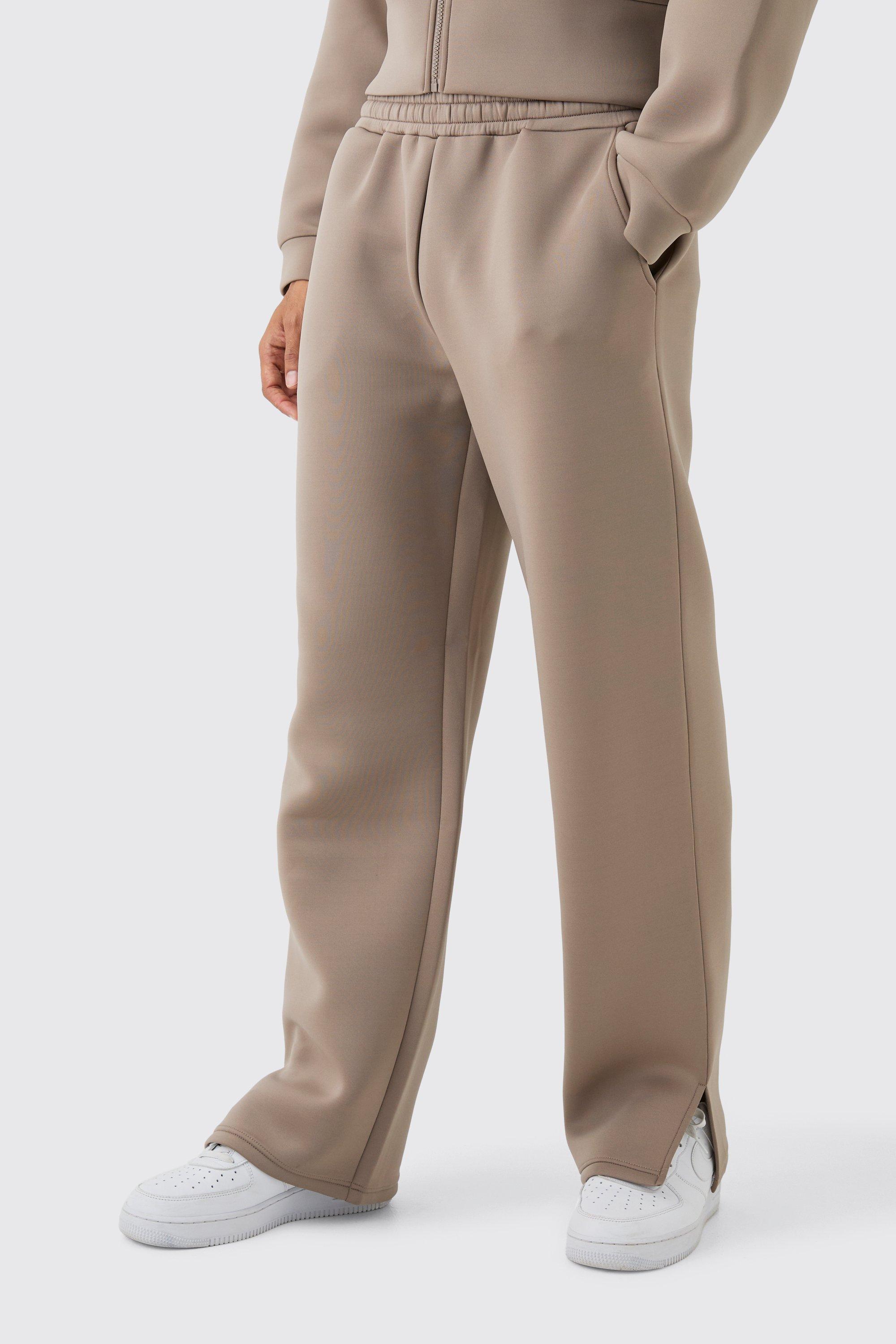 Pantaloni tuta in Scuba rilassati con spacco sul fondo, Beige