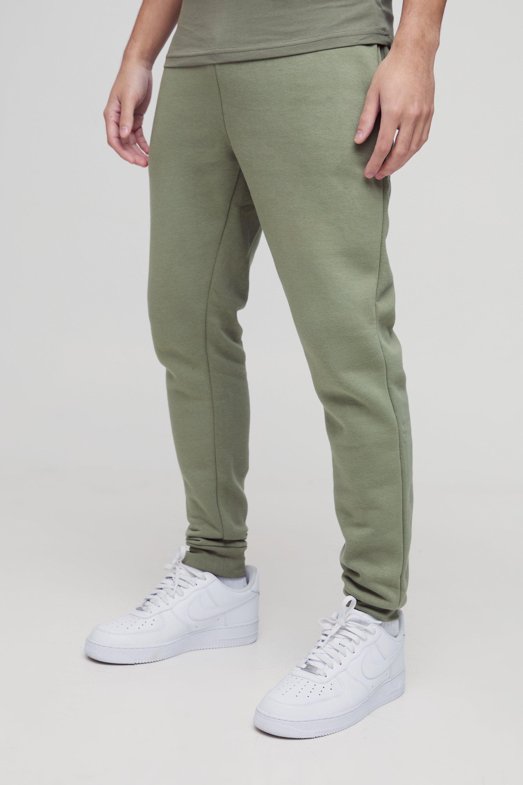 Mens Green Basic Slim Fit Jogger, Green