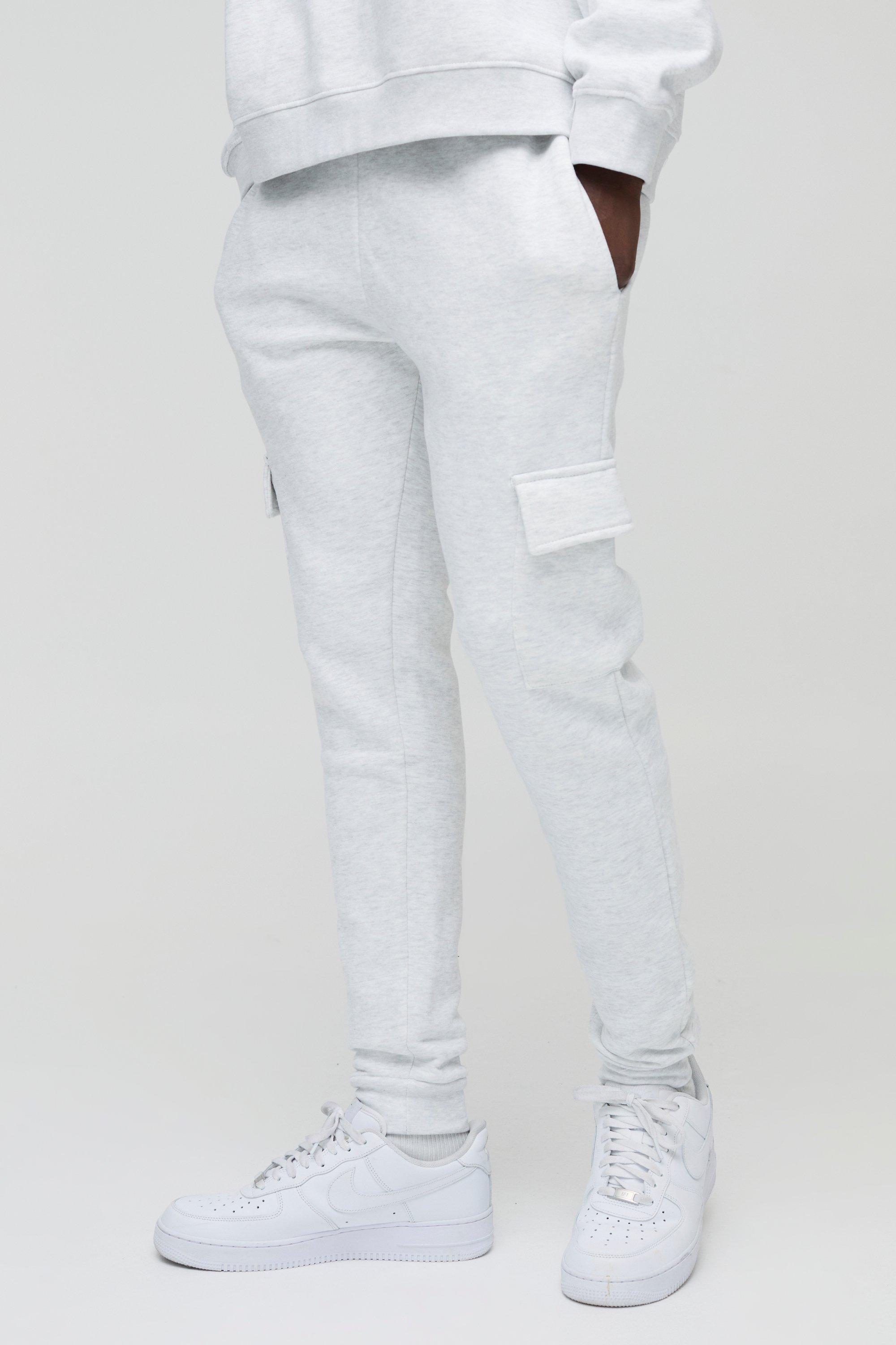 Pantaloni tuta Cargo Skinny Fit Basic, Grigio