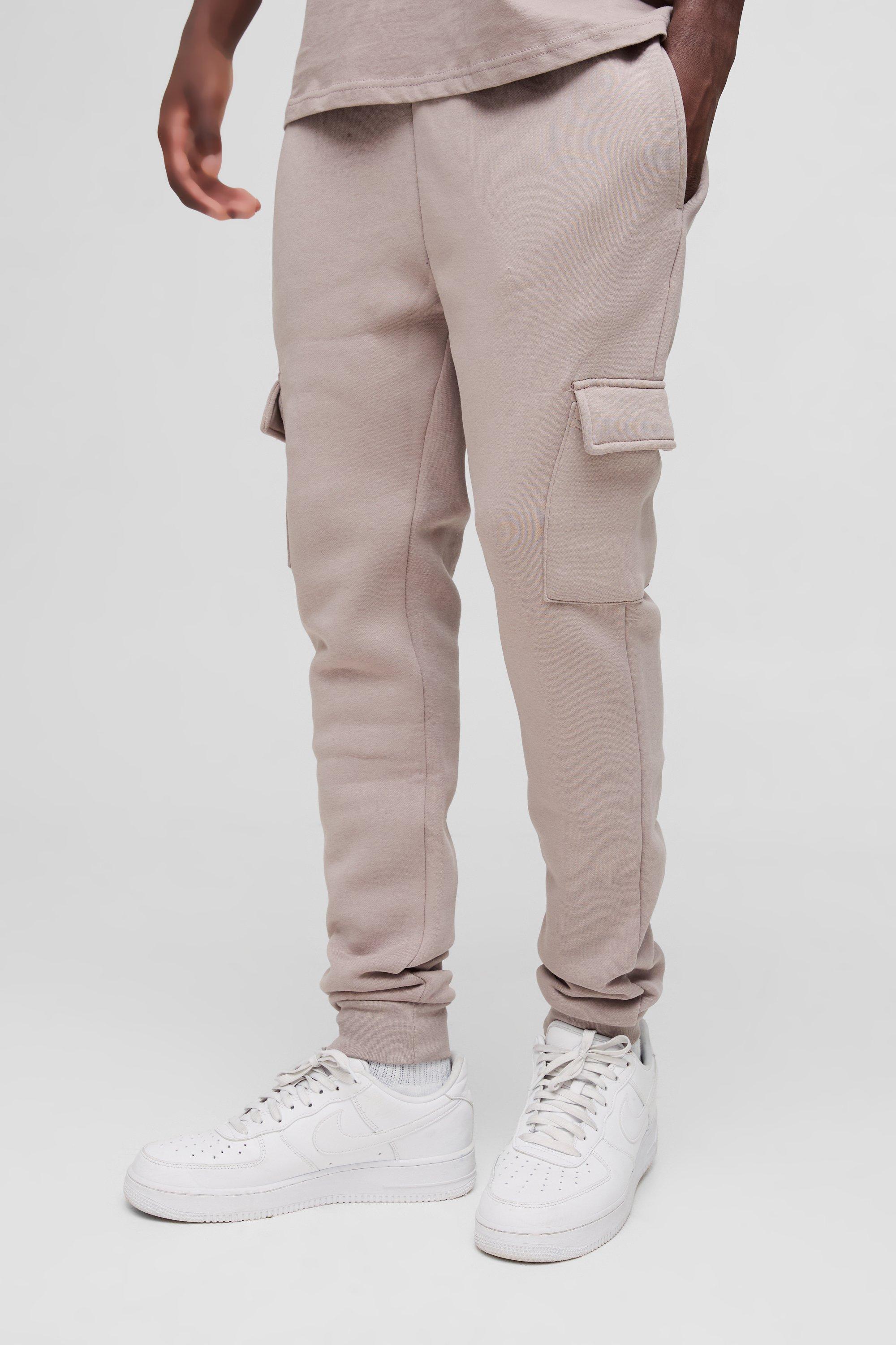 Pantaloni tuta Cargo Skinny Fit Basic, Beige