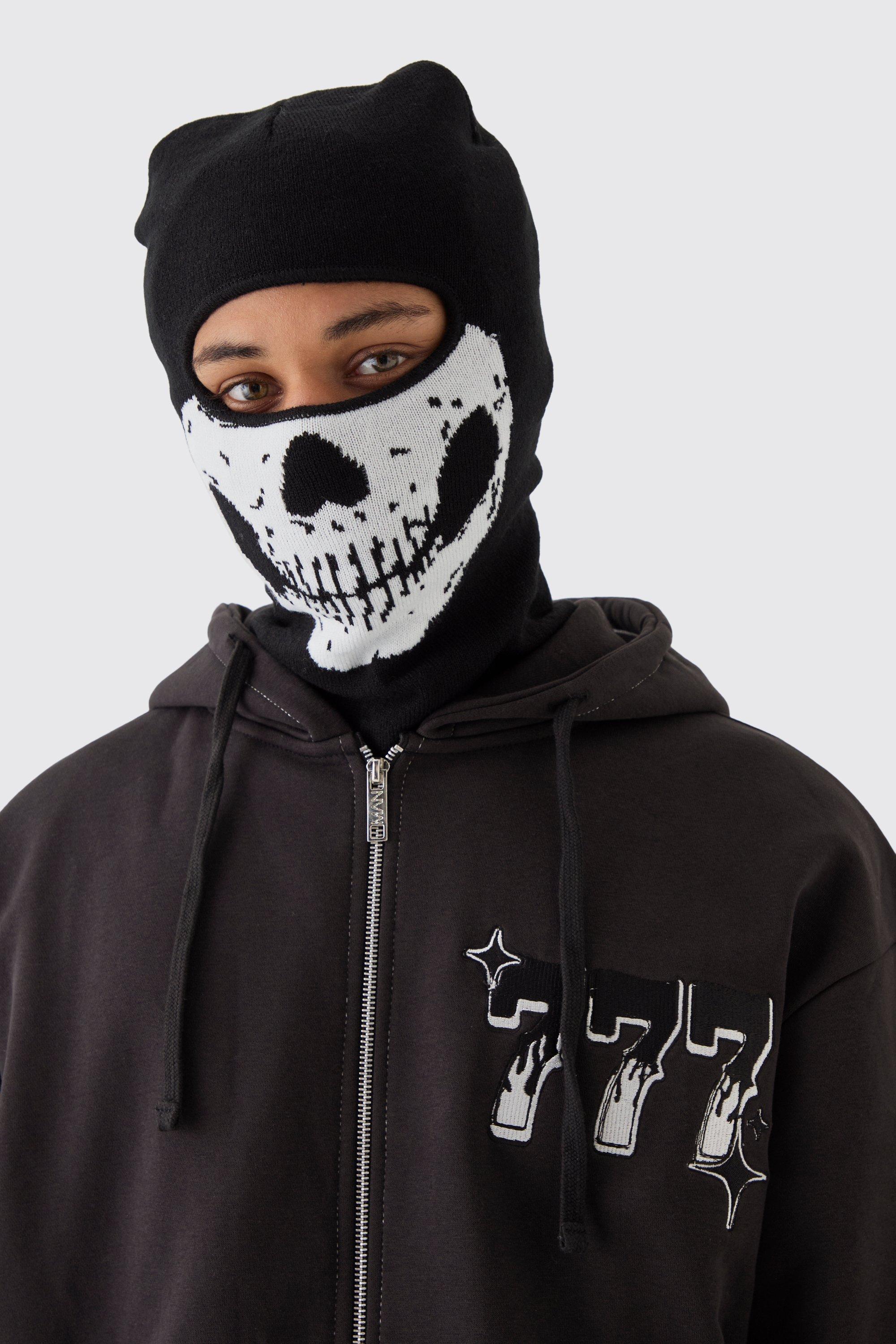 Mens Skeleton Face Covering in Black, Black