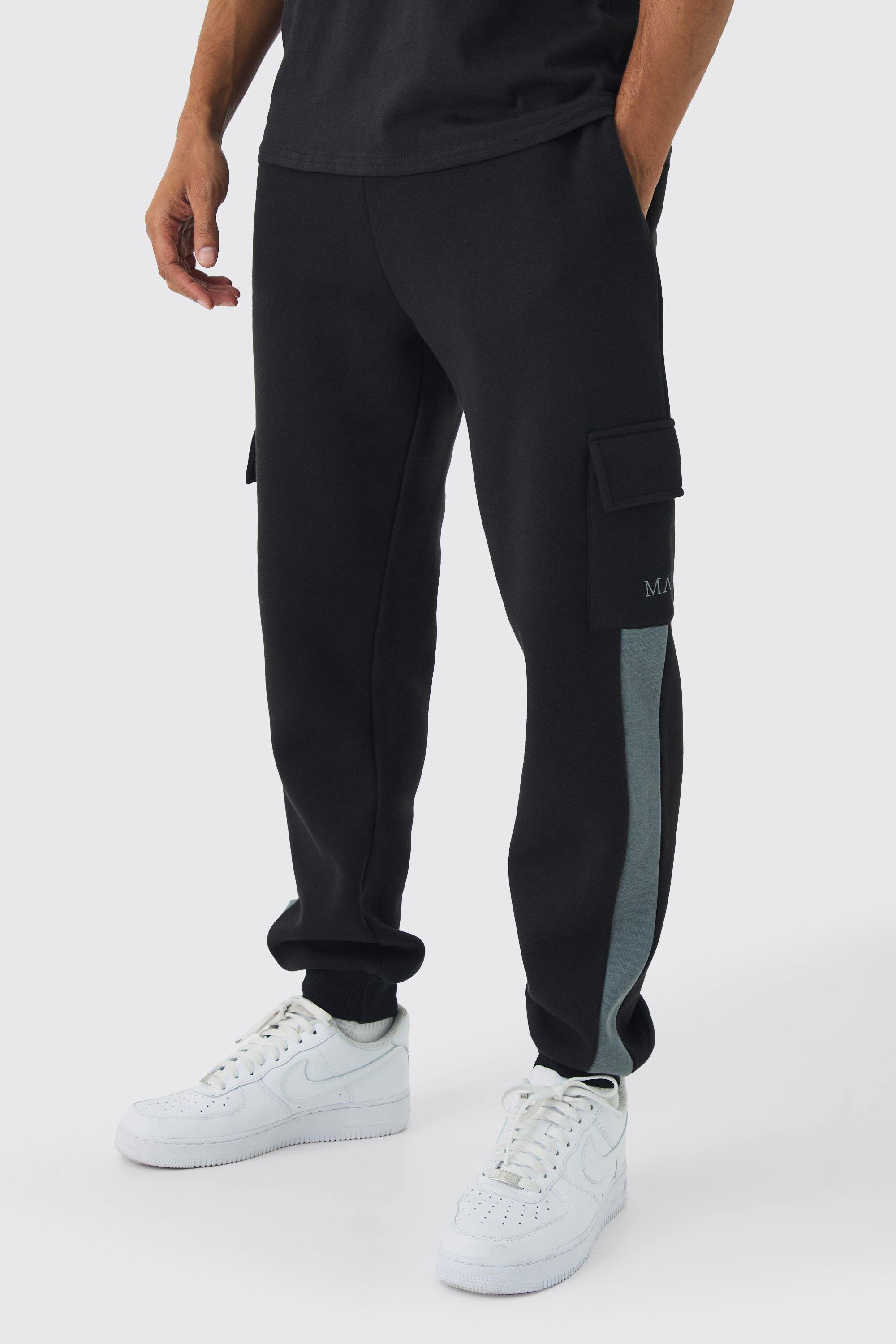 Pantaloni tuta Regular Fit Man con tasche Cargo, Nero