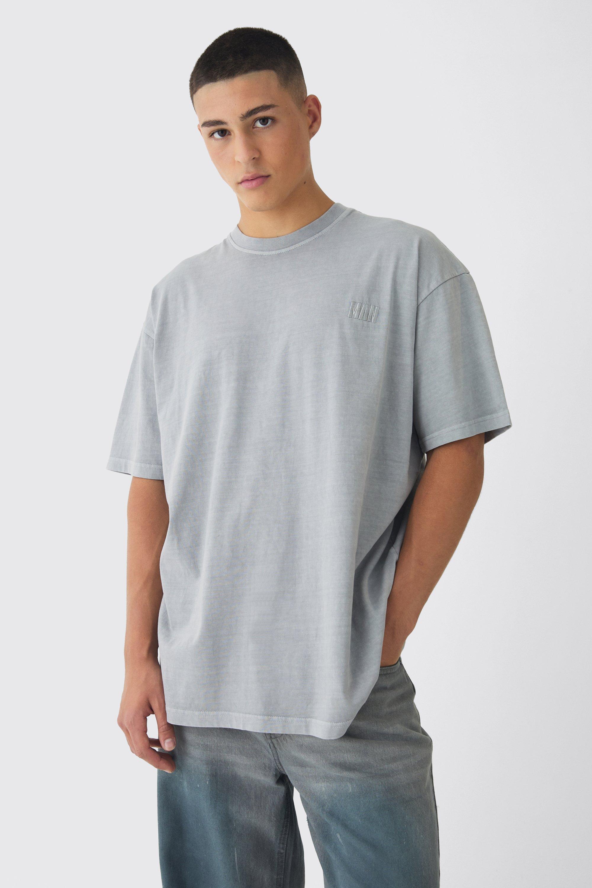 T-shirt oversize in lavaggio acido, Grigio