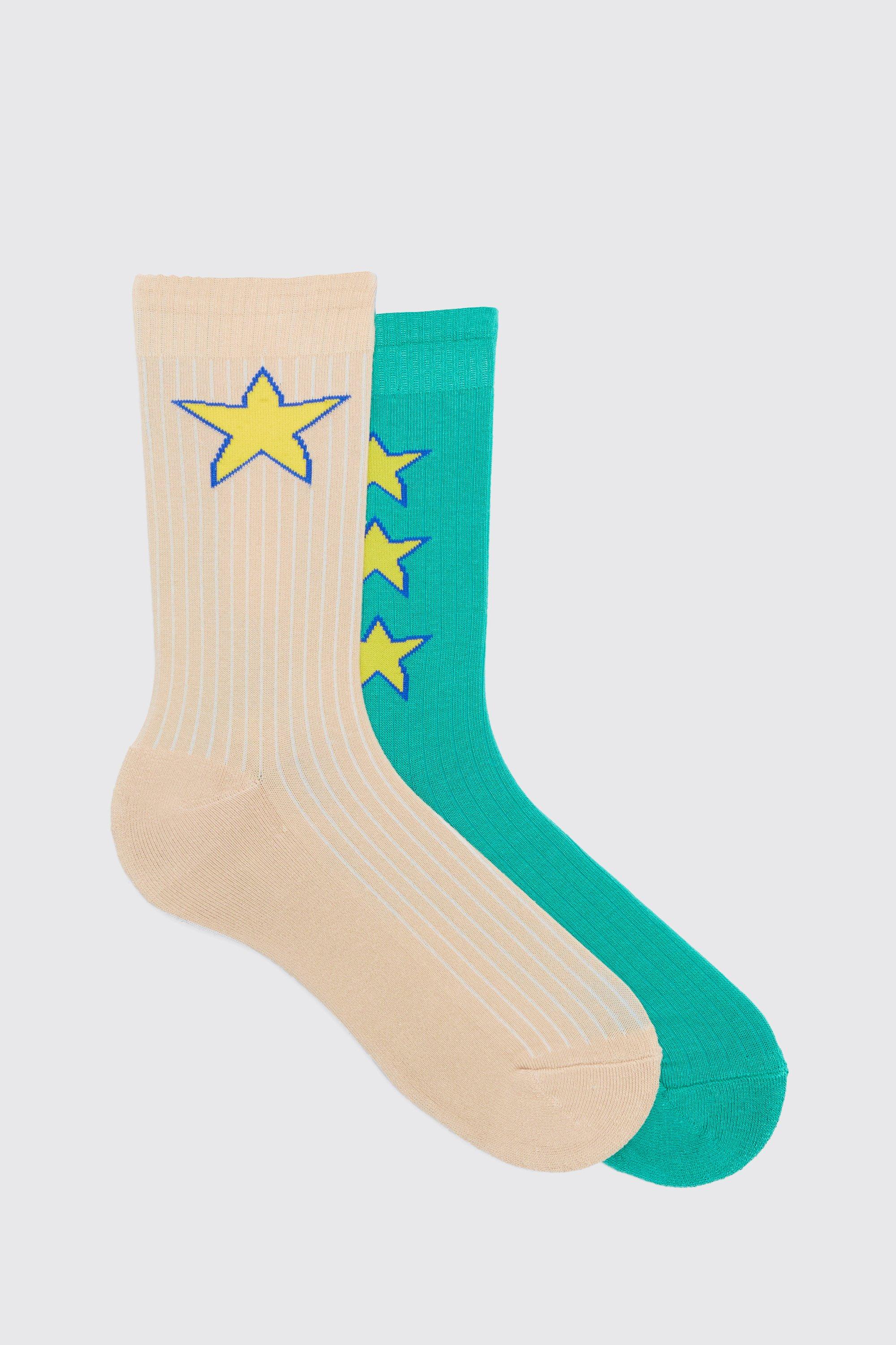 Mens Multi 2 Pack Bm Star Socks, Multi