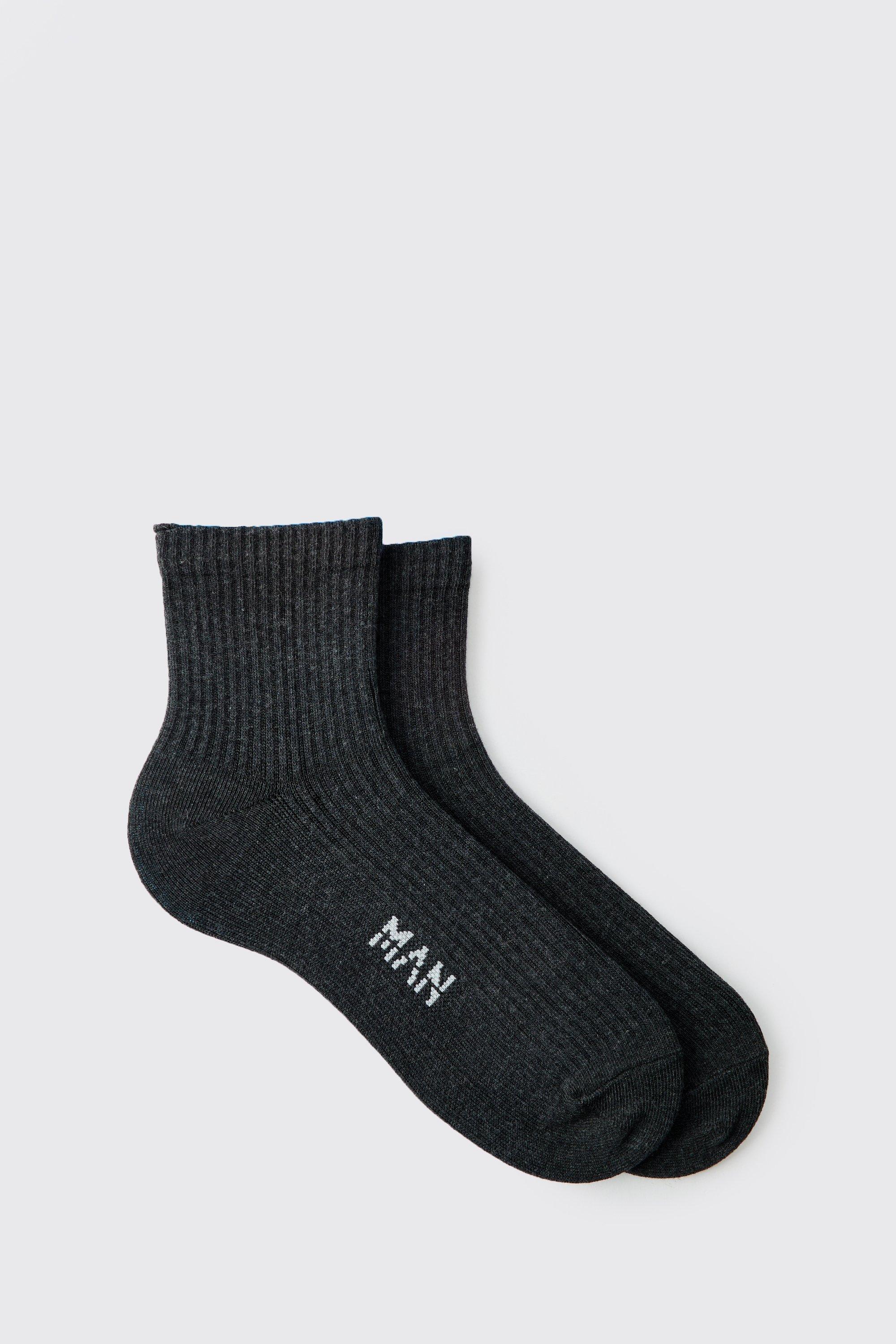 Mens Grey Man Woven Tab Socks, Grey