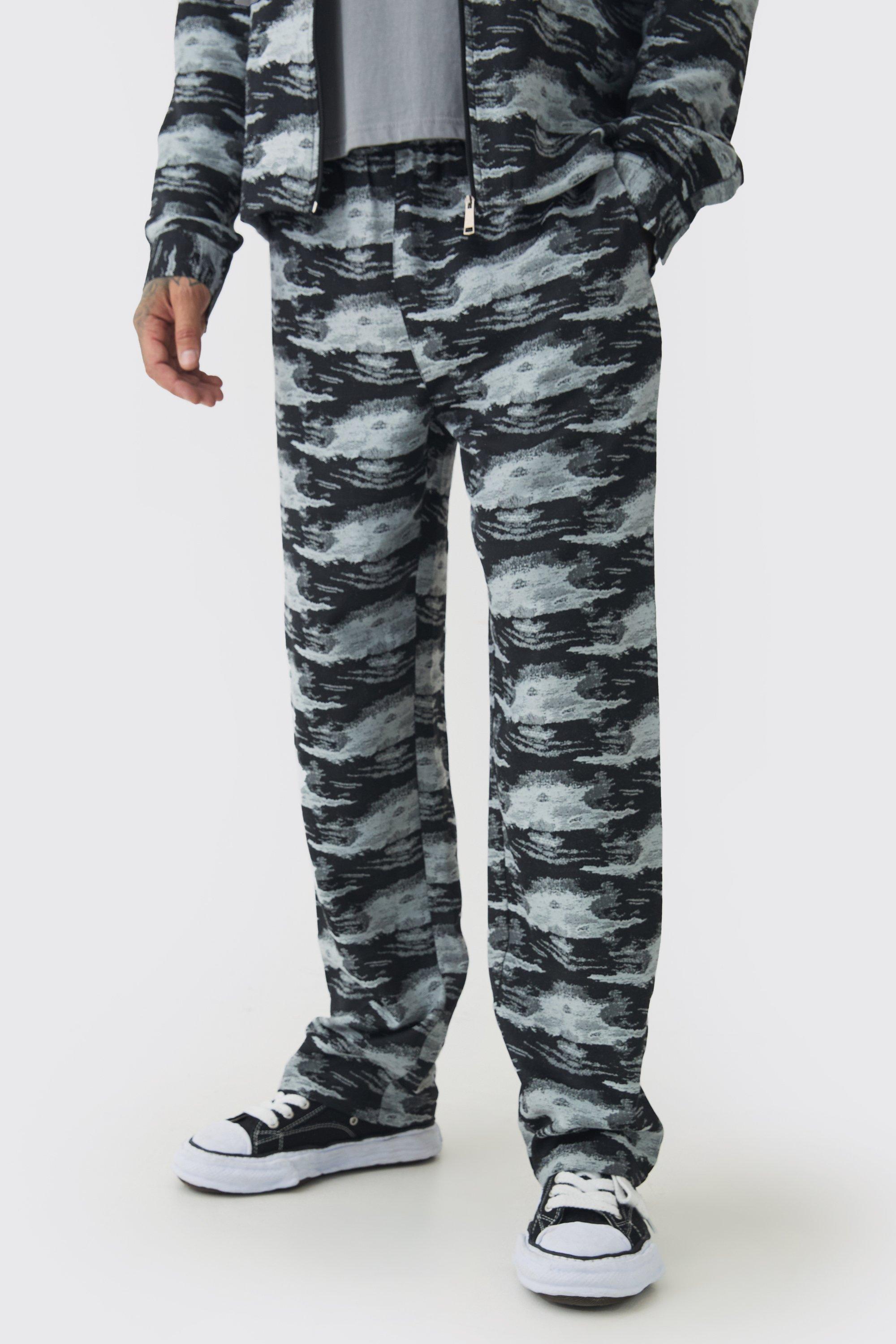 Pantaloni rilassati Tall in jacquard con trama in rilievo, Nero