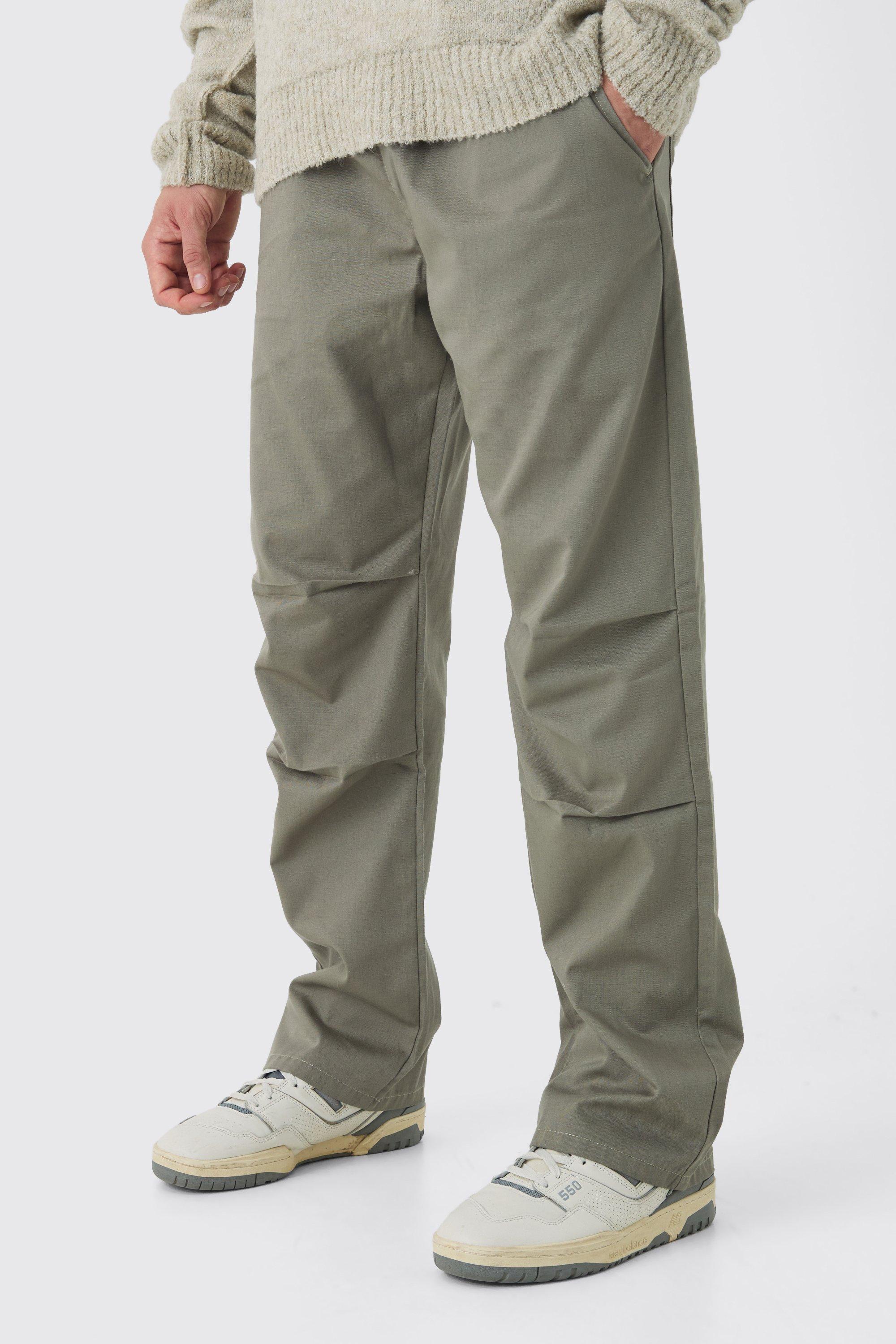 Boohoo Elastische Baggy Ribfluwelen Cargo Broek, Khaki