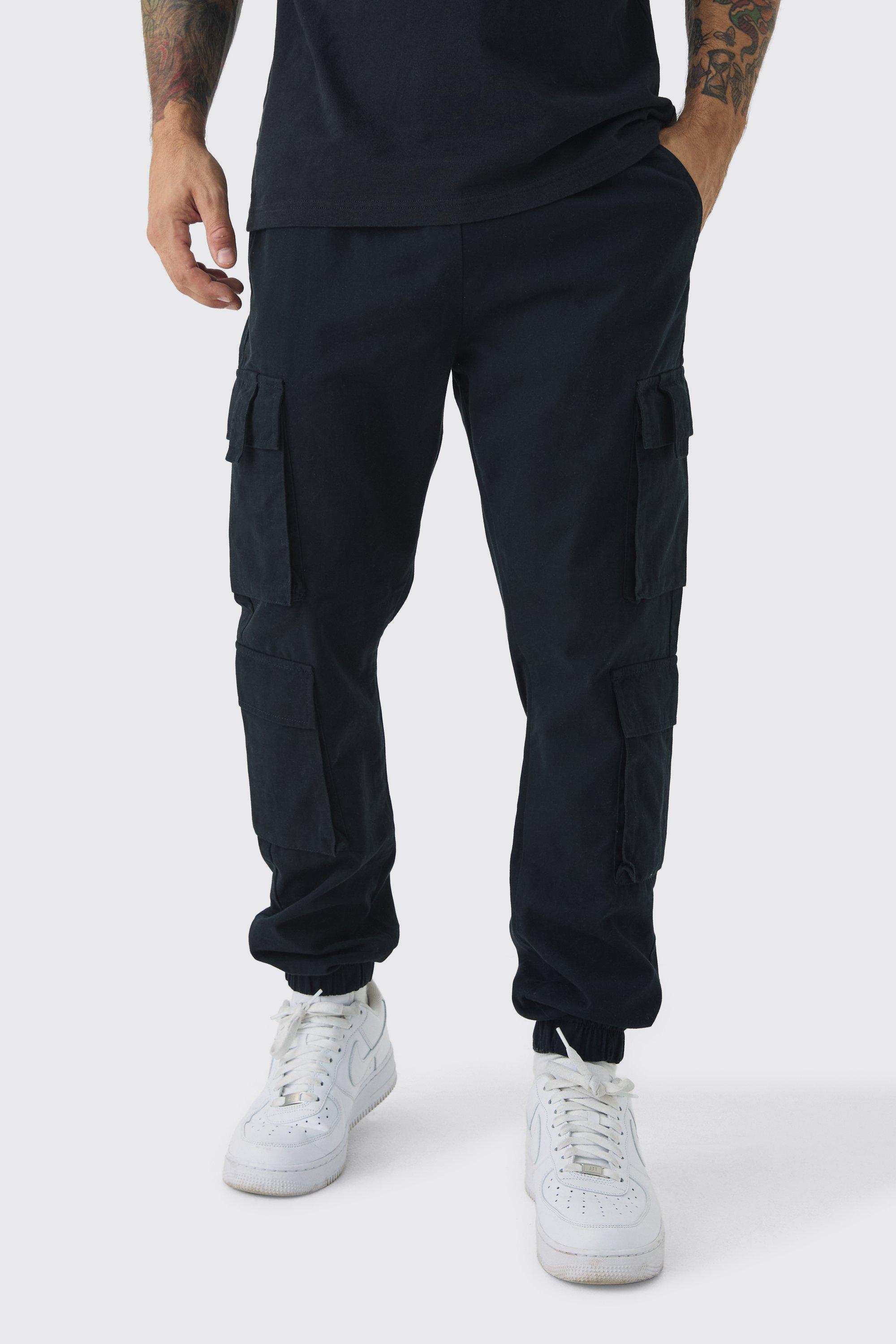 Boohoo Slim Fit Joggingbroek Met Elastische Taille En Cargo Zakken, Black