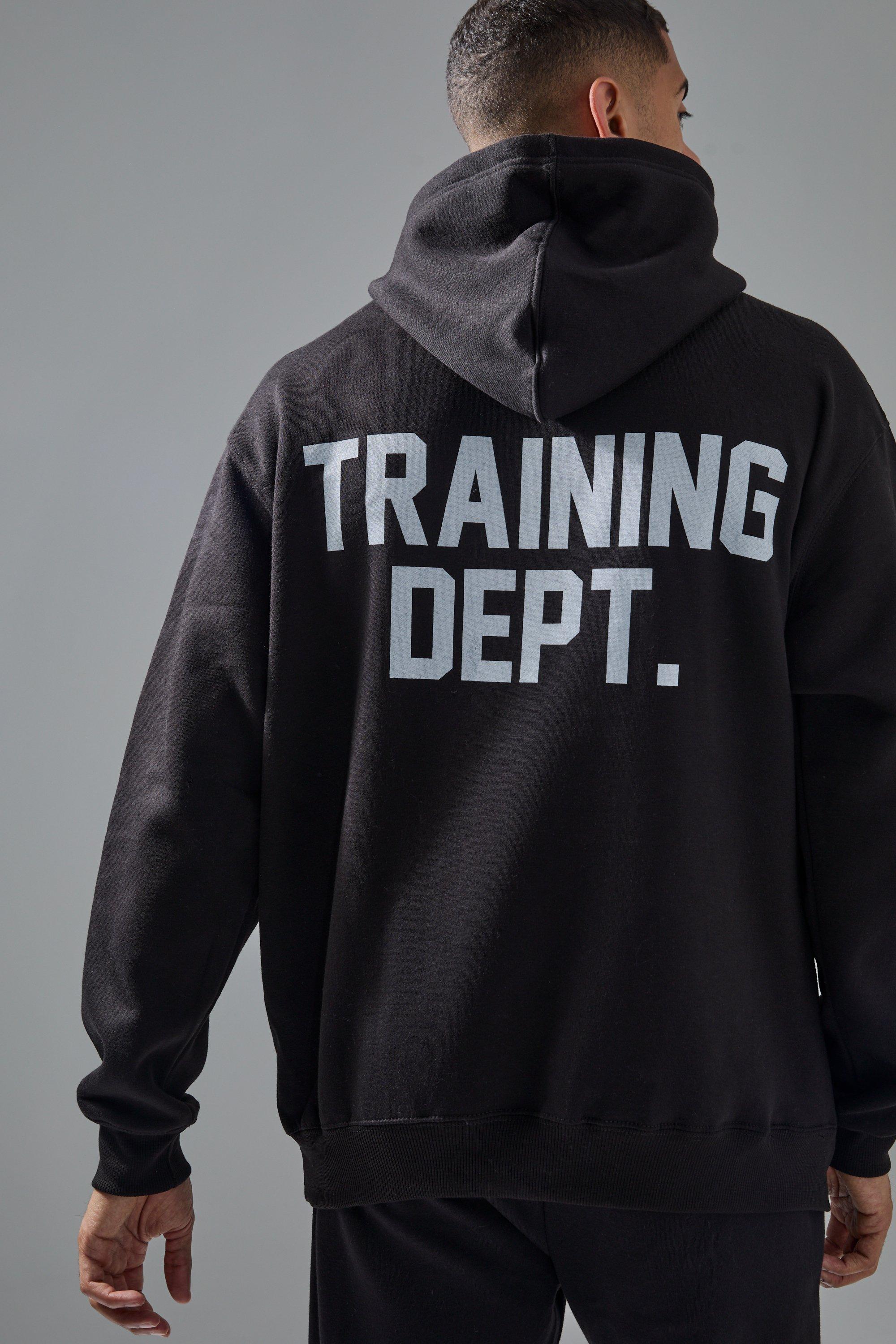 Mens Black Man Active Training Dept Oversized Hoodie, Black