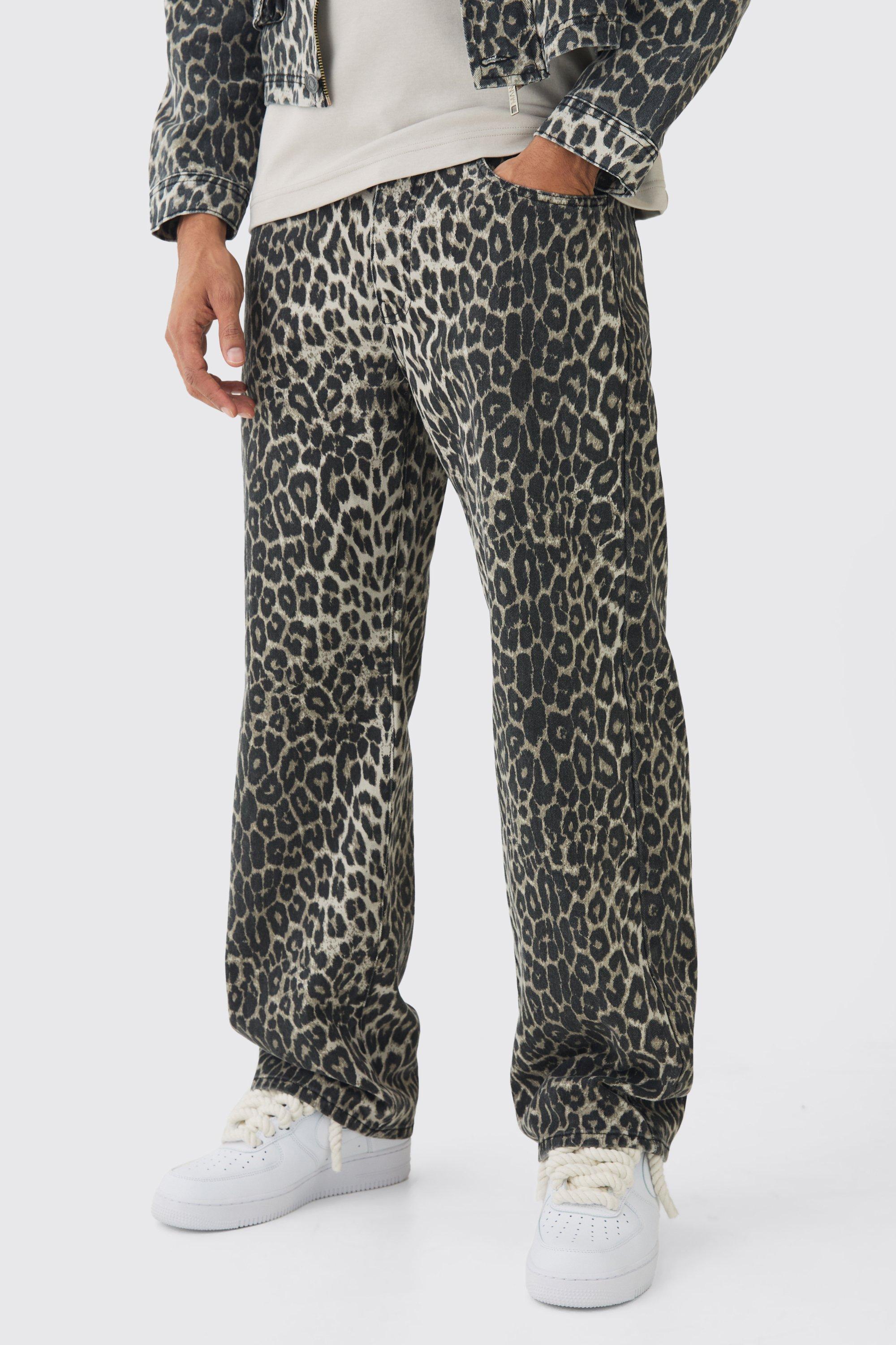 Jeans rilassati leopardati, Brown