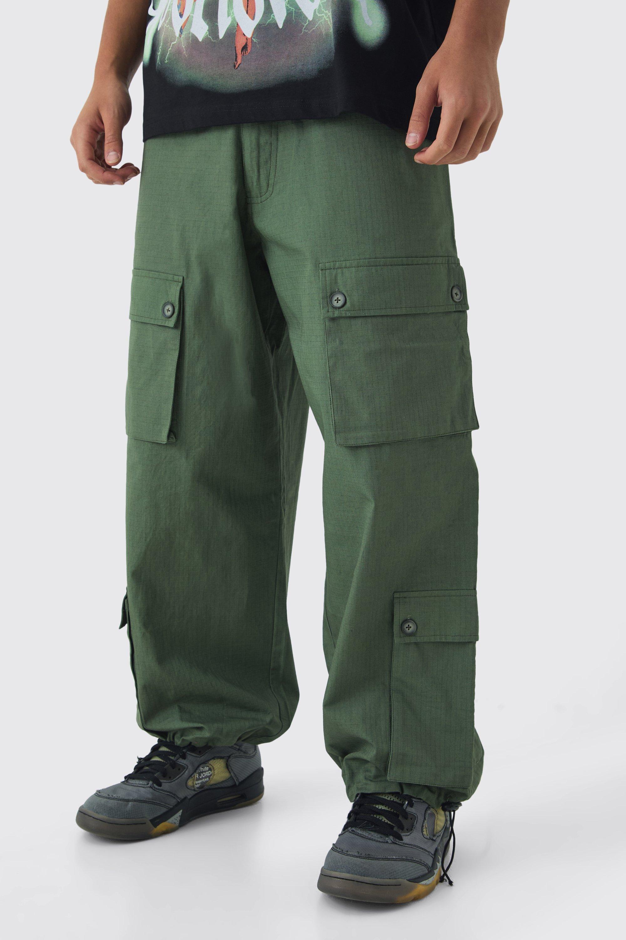 Pantaloni Cargo Parachute in nylon ripstop, Verde