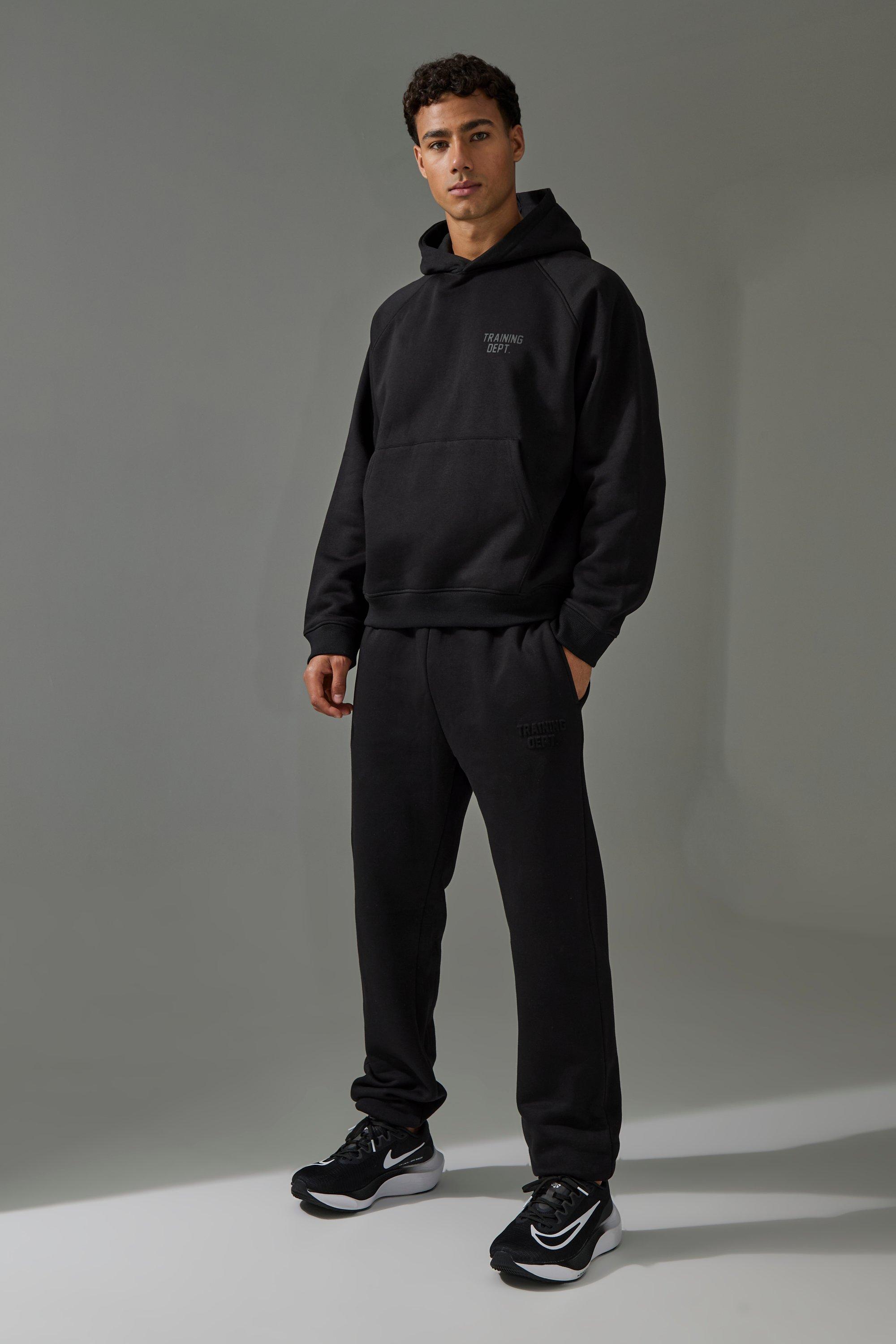 Tuta sportiva squadrata Man Active Training Dept con incisioni, Nero