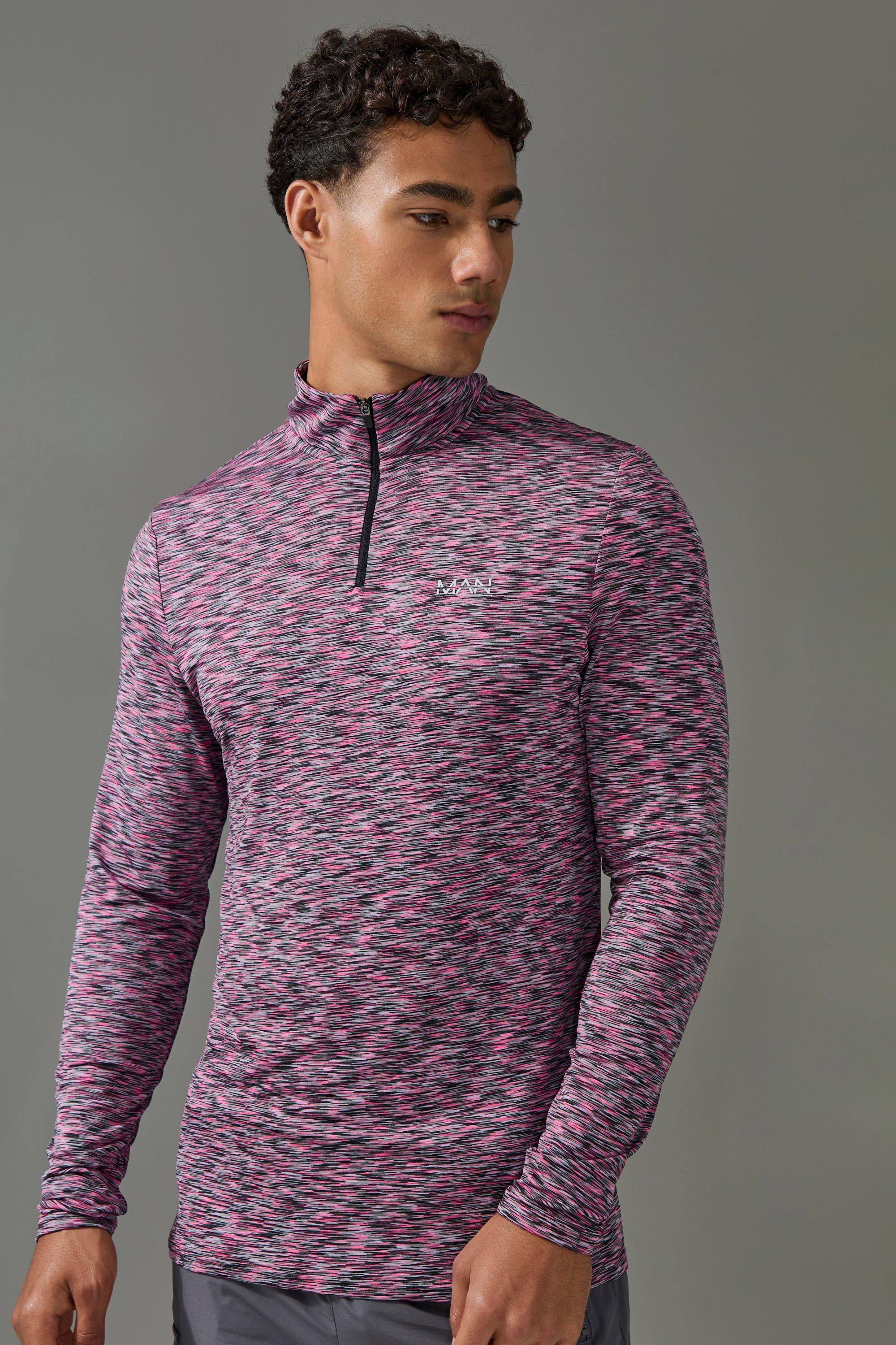 Mens Multi Man Active Lightweight Space Dye Marl 1/4 Zip Top, Multi